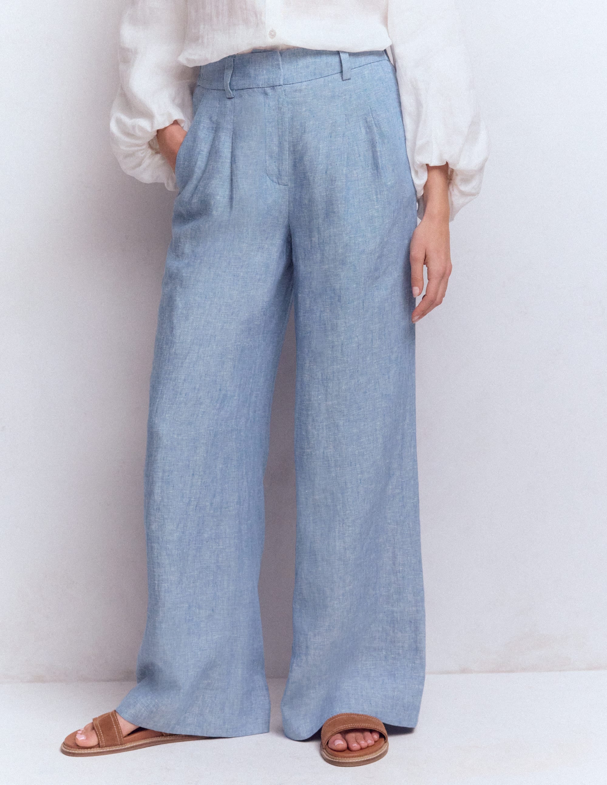 Kensington Linen Pants-Blue Chambray - Image 4