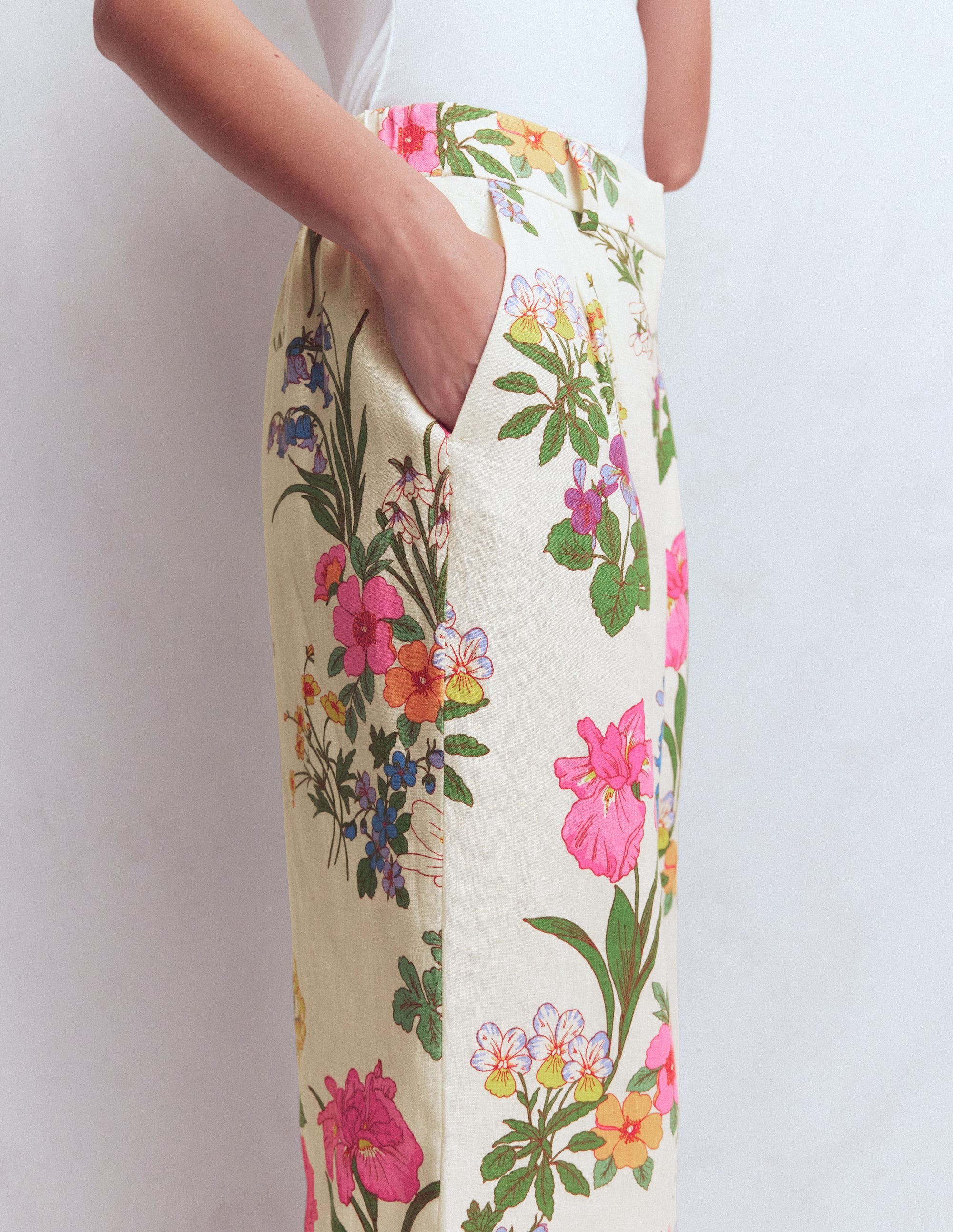Kensington Linen Pants-Ivory, Delicate Blossom - Image 2