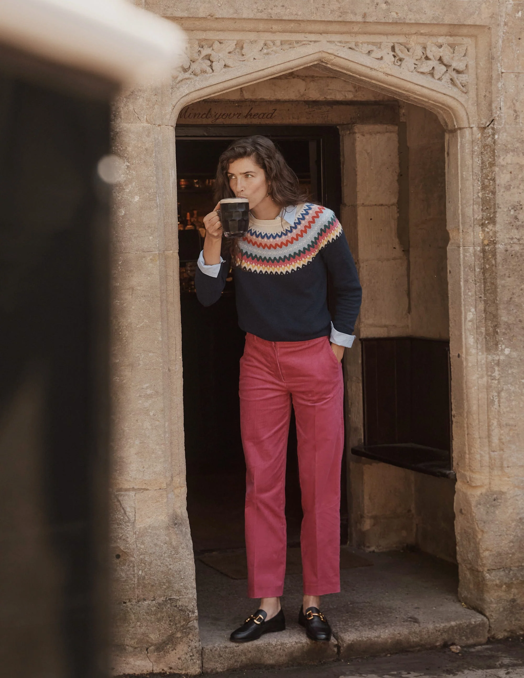 Kew Cord Pants-Magenta - Image 5