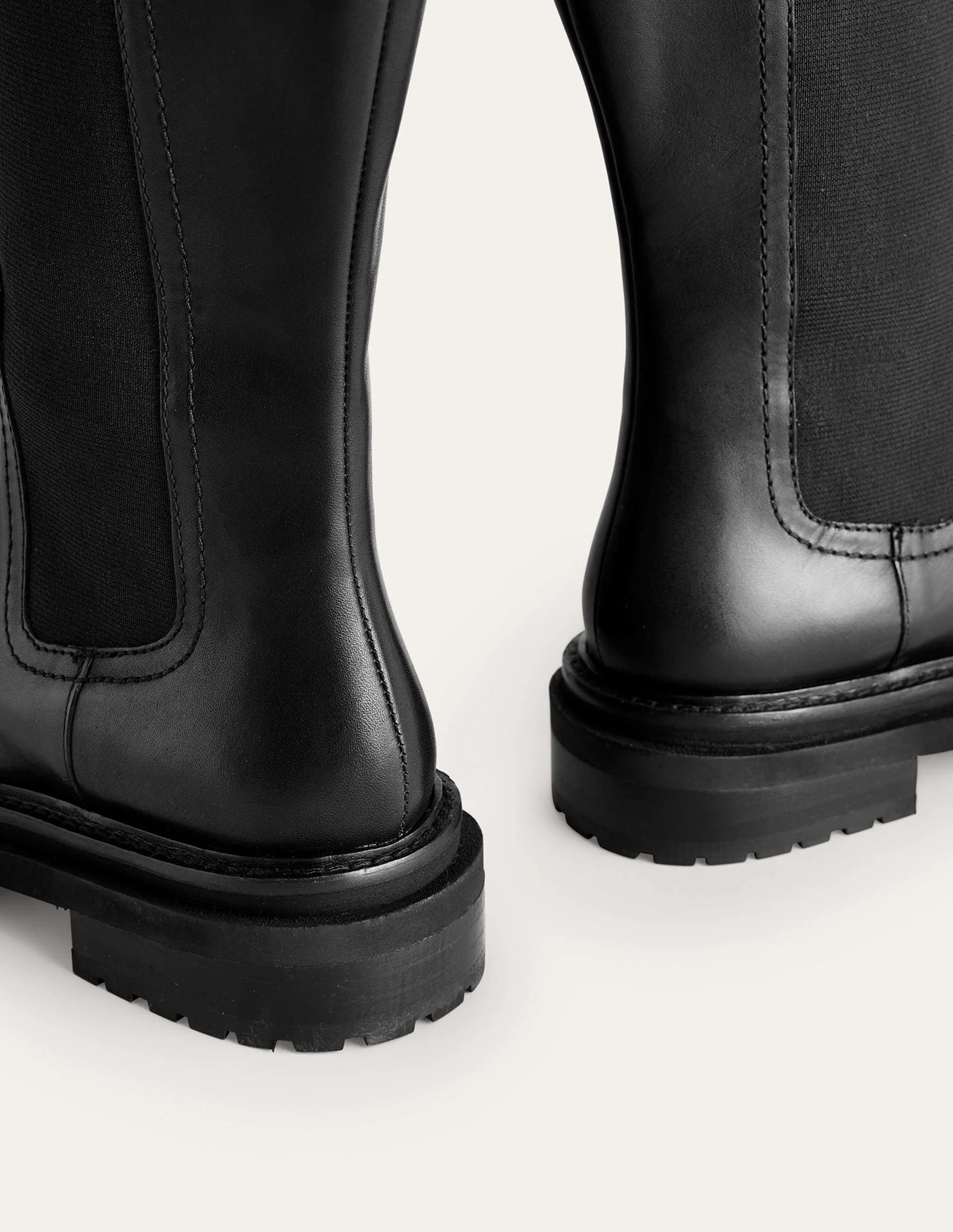 Knee-High Chelsea Boots-Black Leather - Image 4