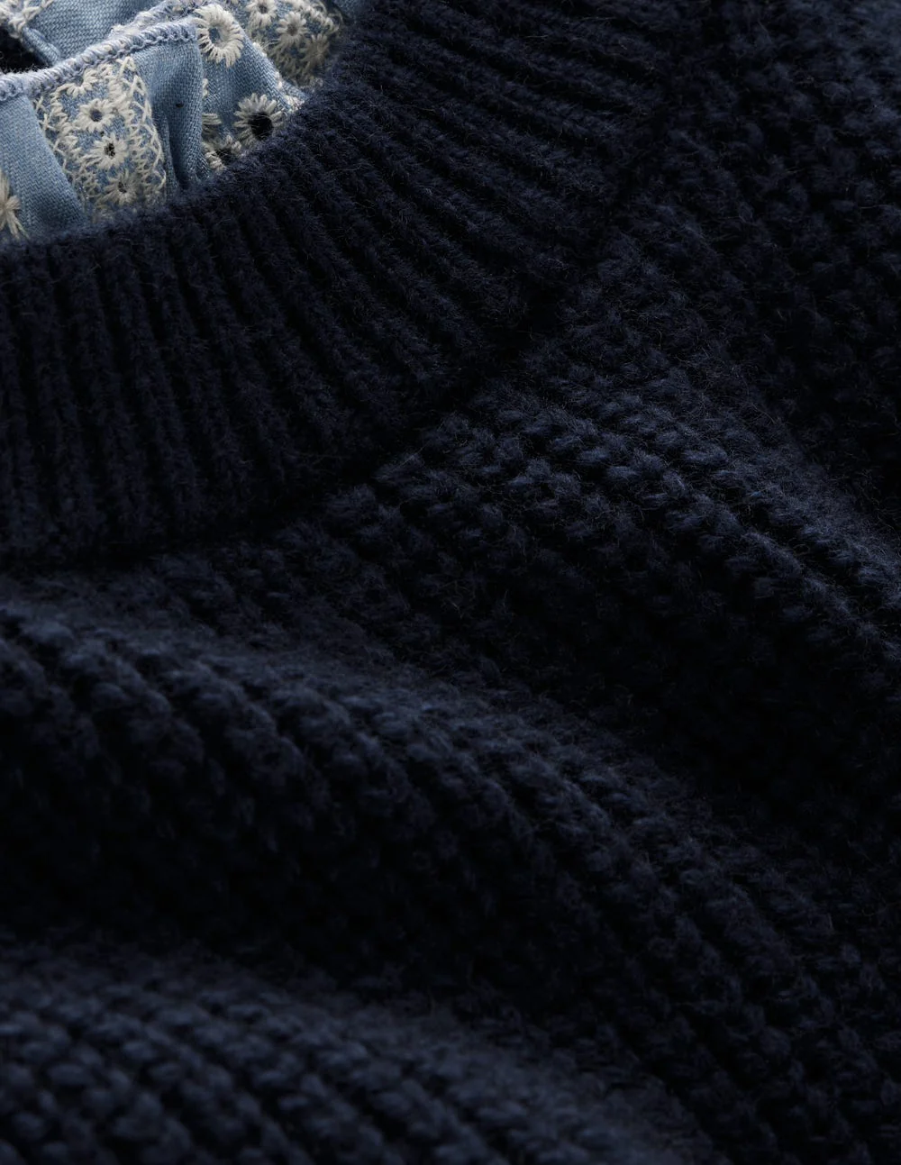 Knit and Woven Mix Jumper-Navy - Image 7