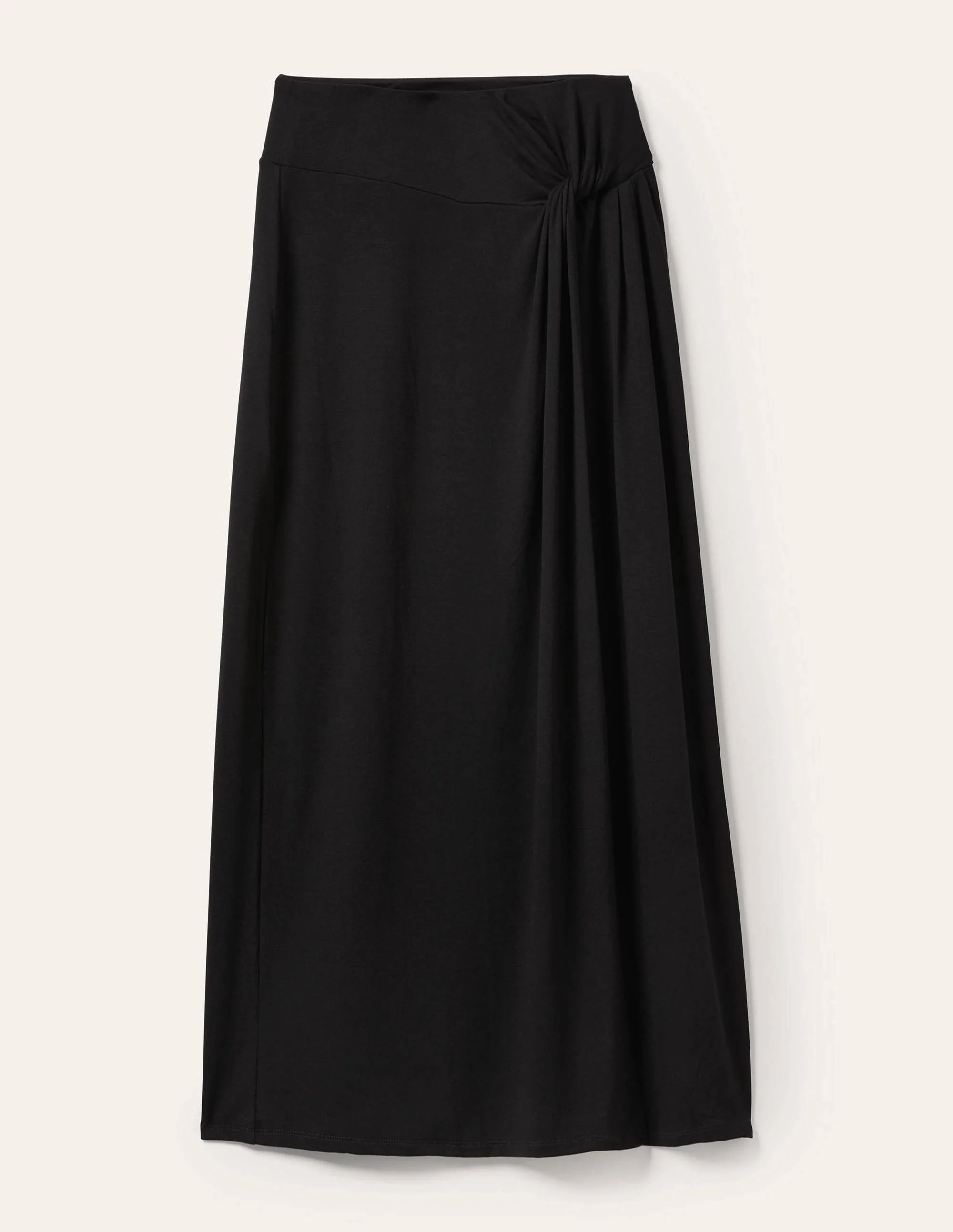 Knot Waist Jersey Midi Skirt-Black - Image 5