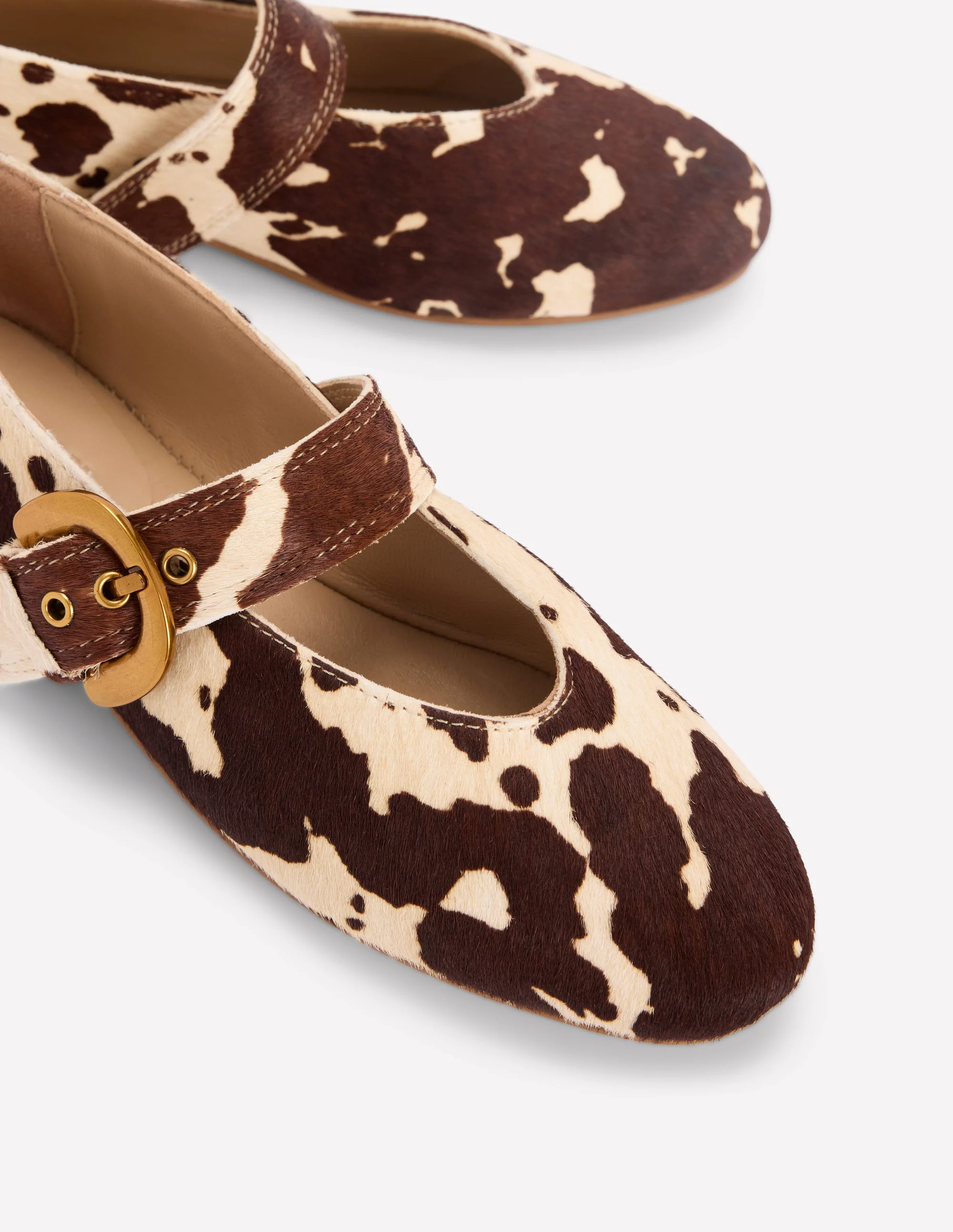 Kylie Flat Buckle Mary Janes-Brown/Ivory - Image 4
