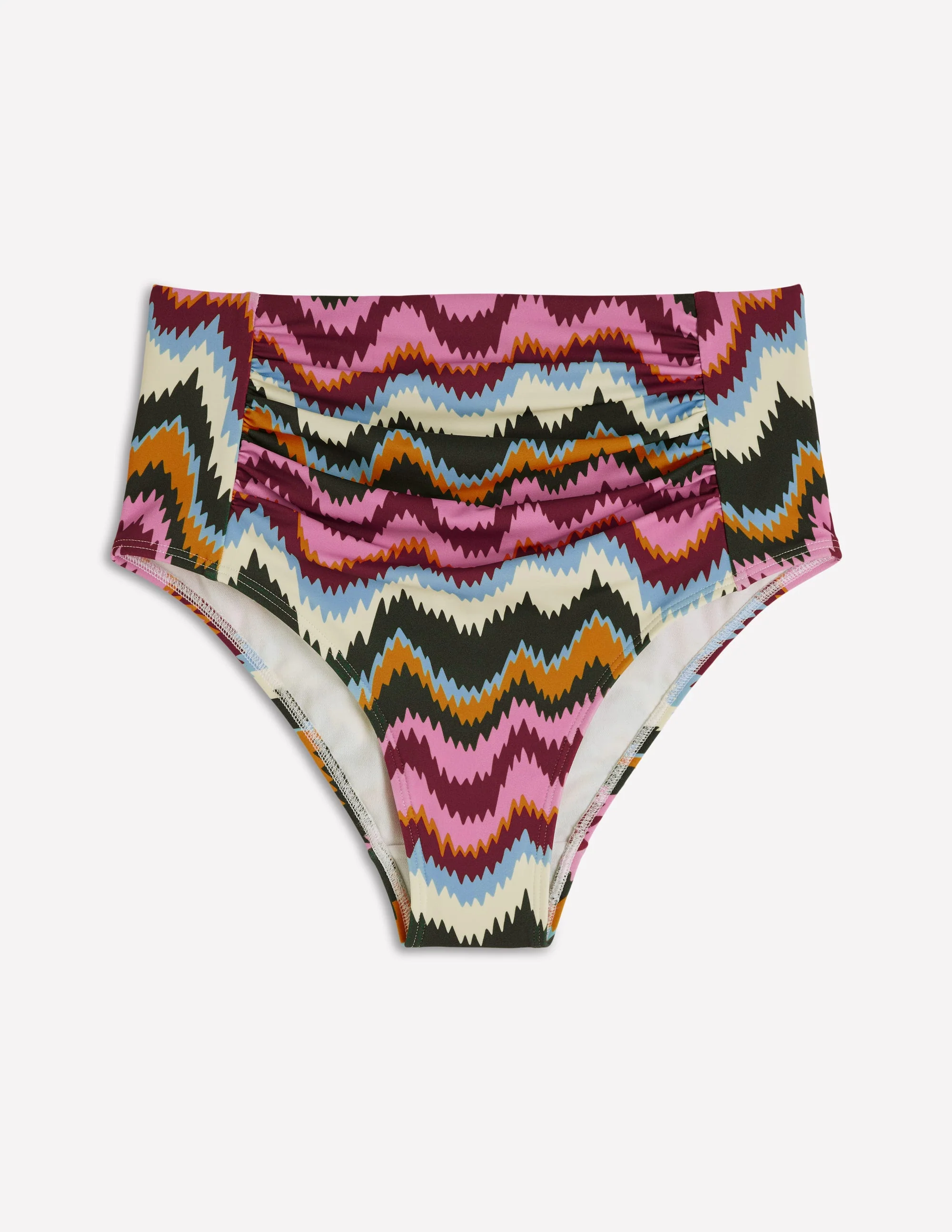 Kythira Ruched Bikini Bottoms-Multi, Zig Zag Wave - Image 6