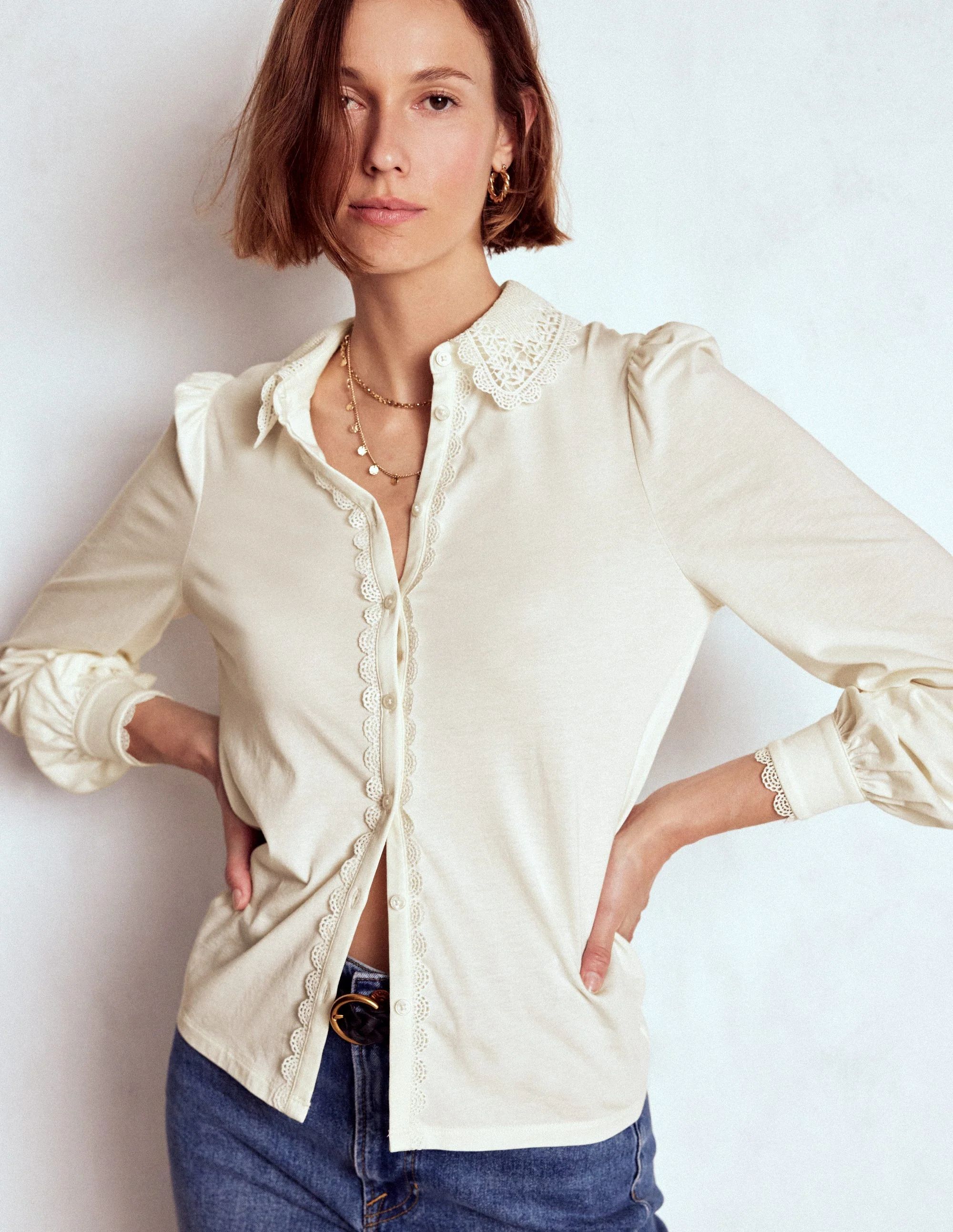 Lace Collar Blouse-Ivory - Image 4