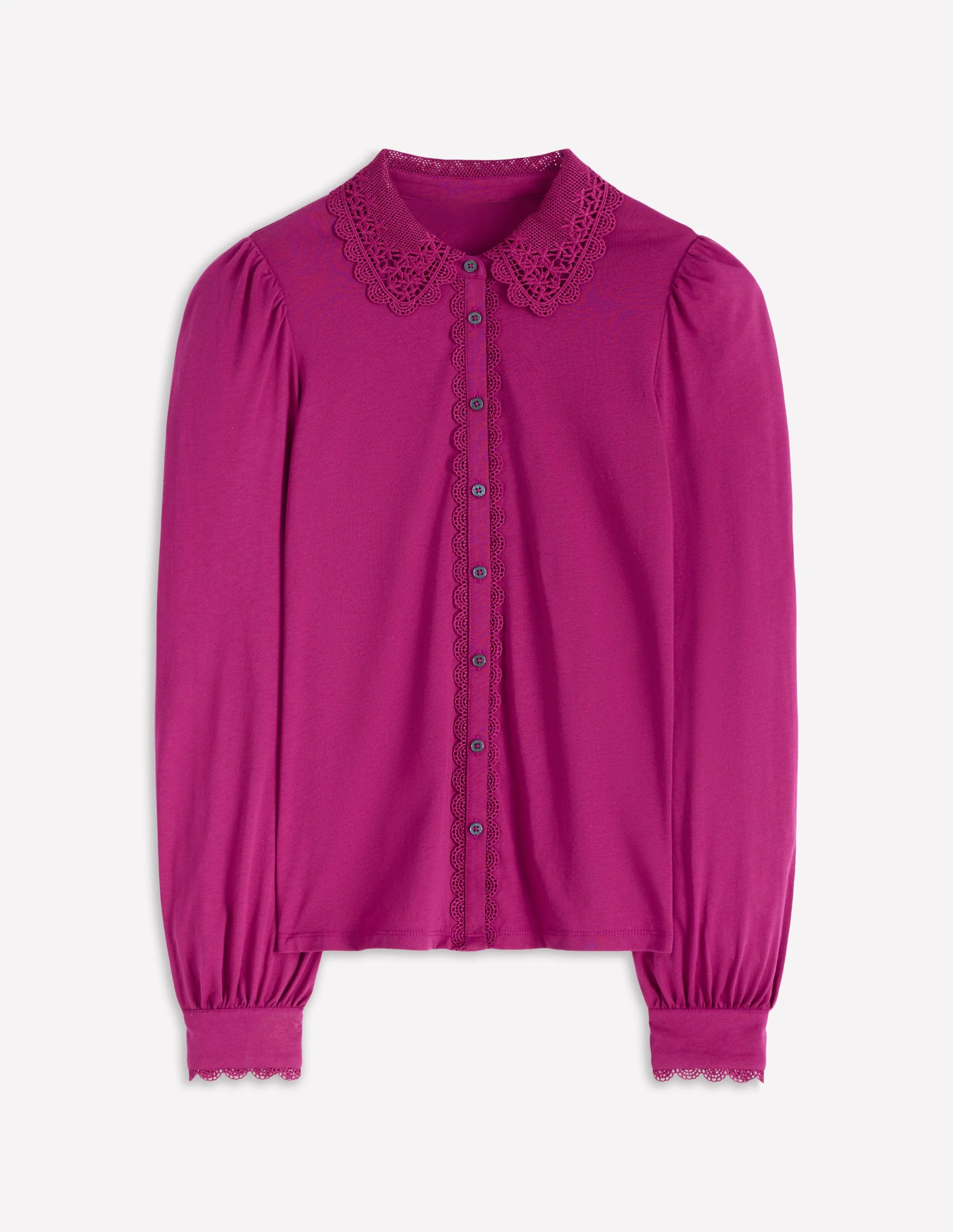 Lace Collar Blouse-Rich Magenta - Image 5