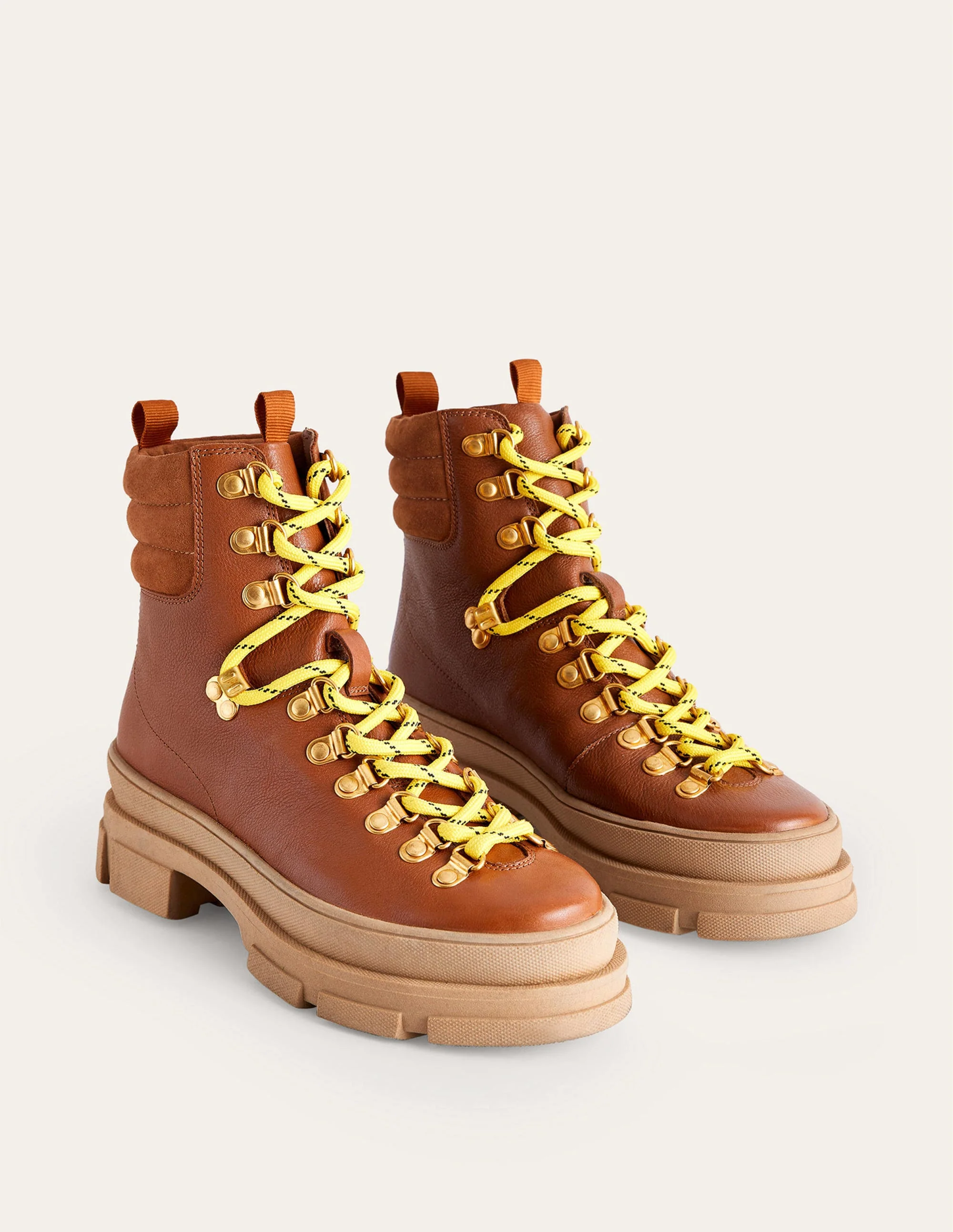 Lace-up Hiker Boots-Honey Leather - Image 3