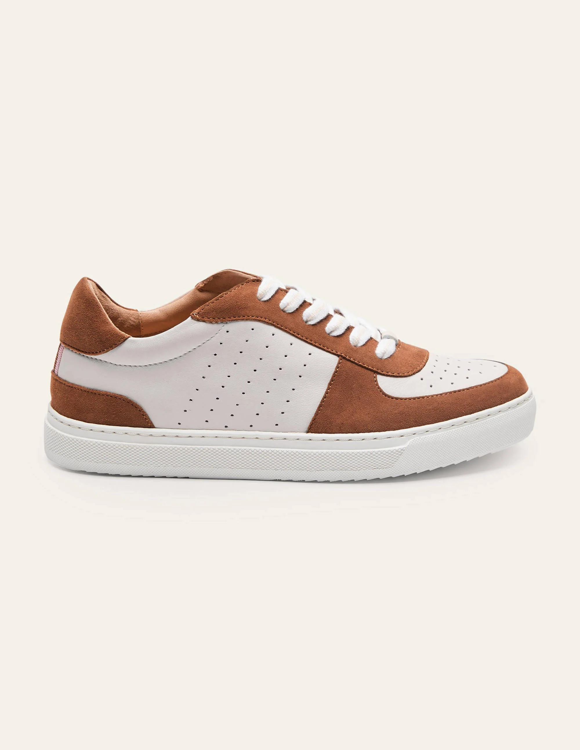 Lace Up Leather Sneakers-Tan - Image 2