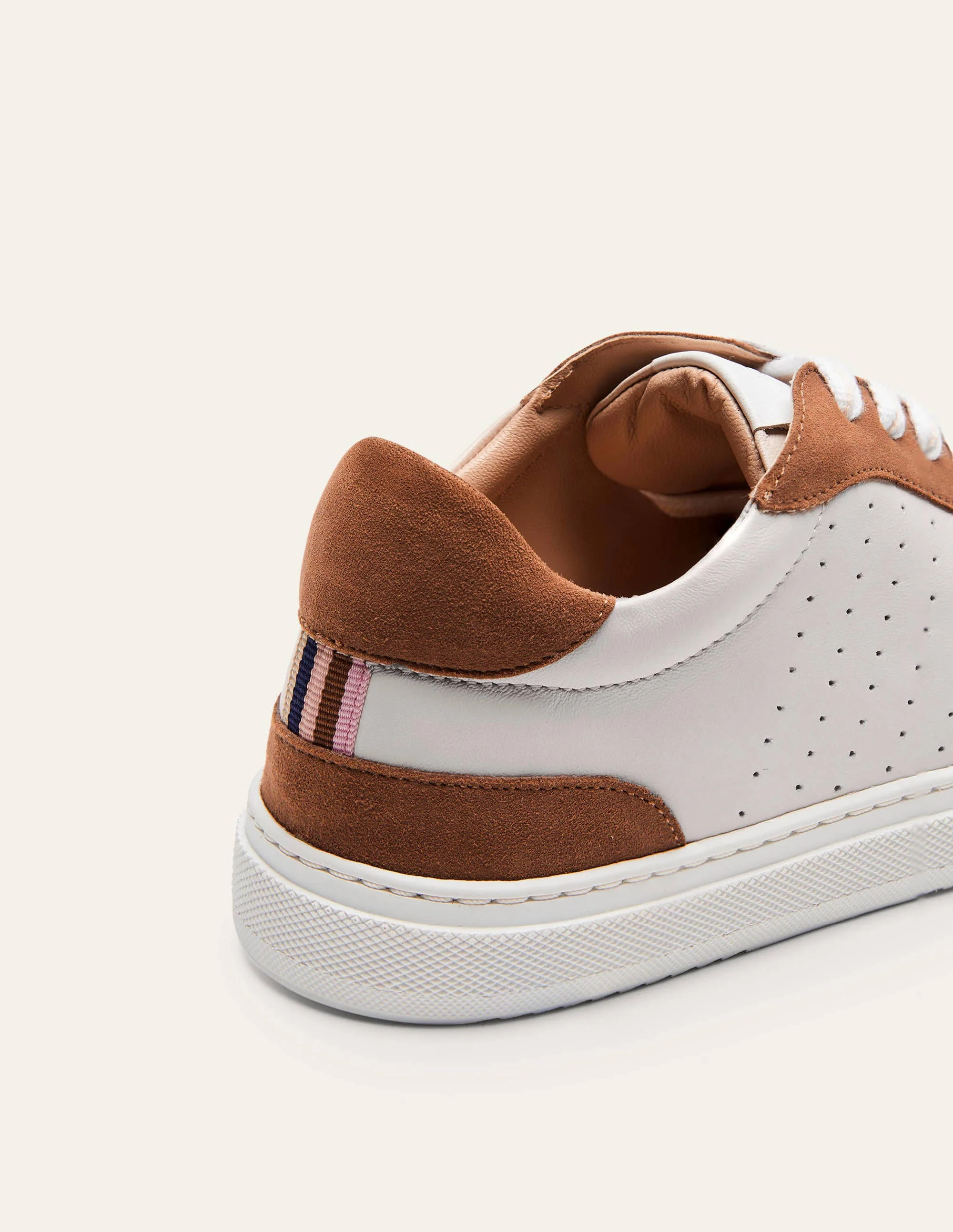 Lace Up Leather Sneakers-Tan - Image 3
