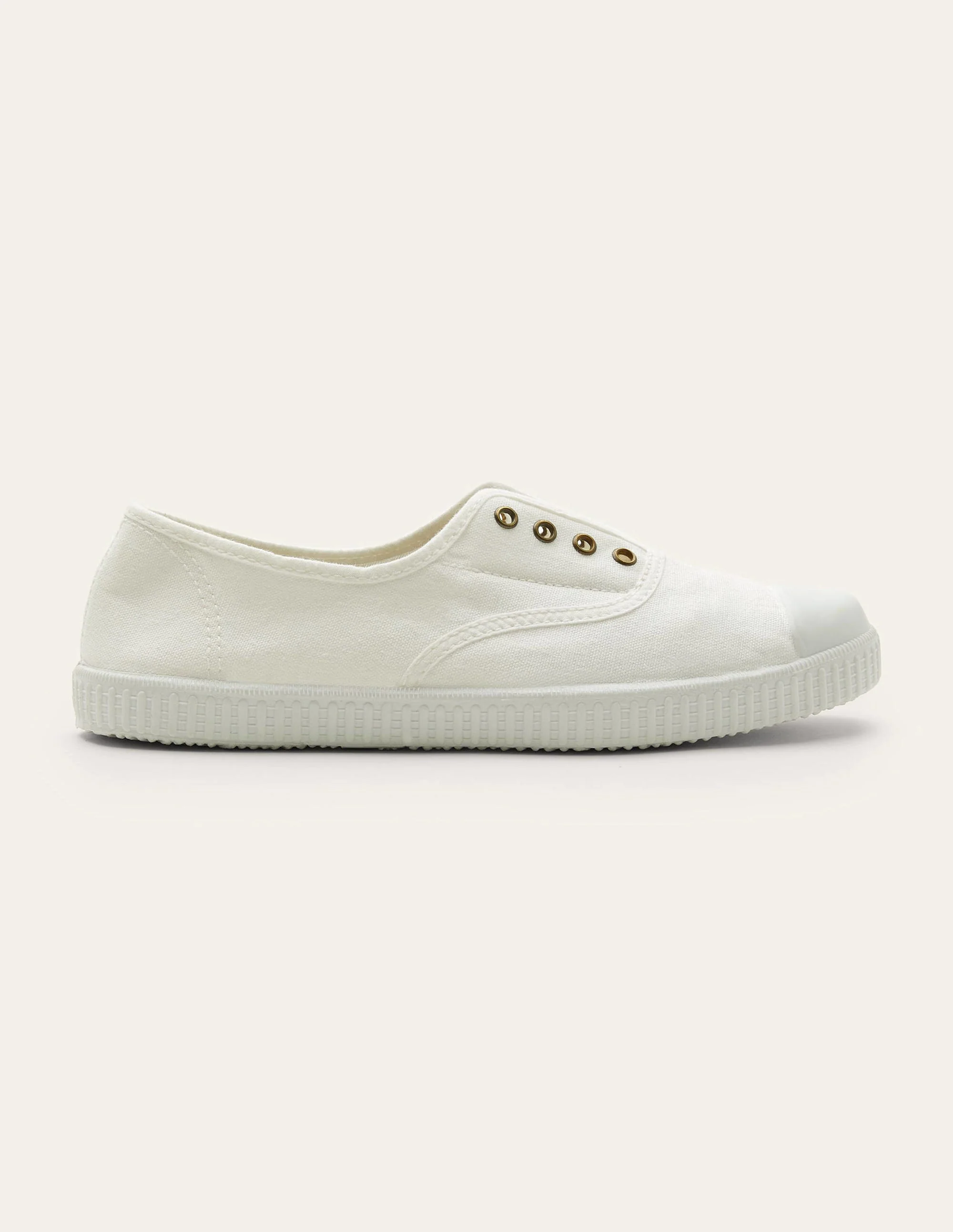 Laceless Canvas Plimsoll-Ivory - Image 2