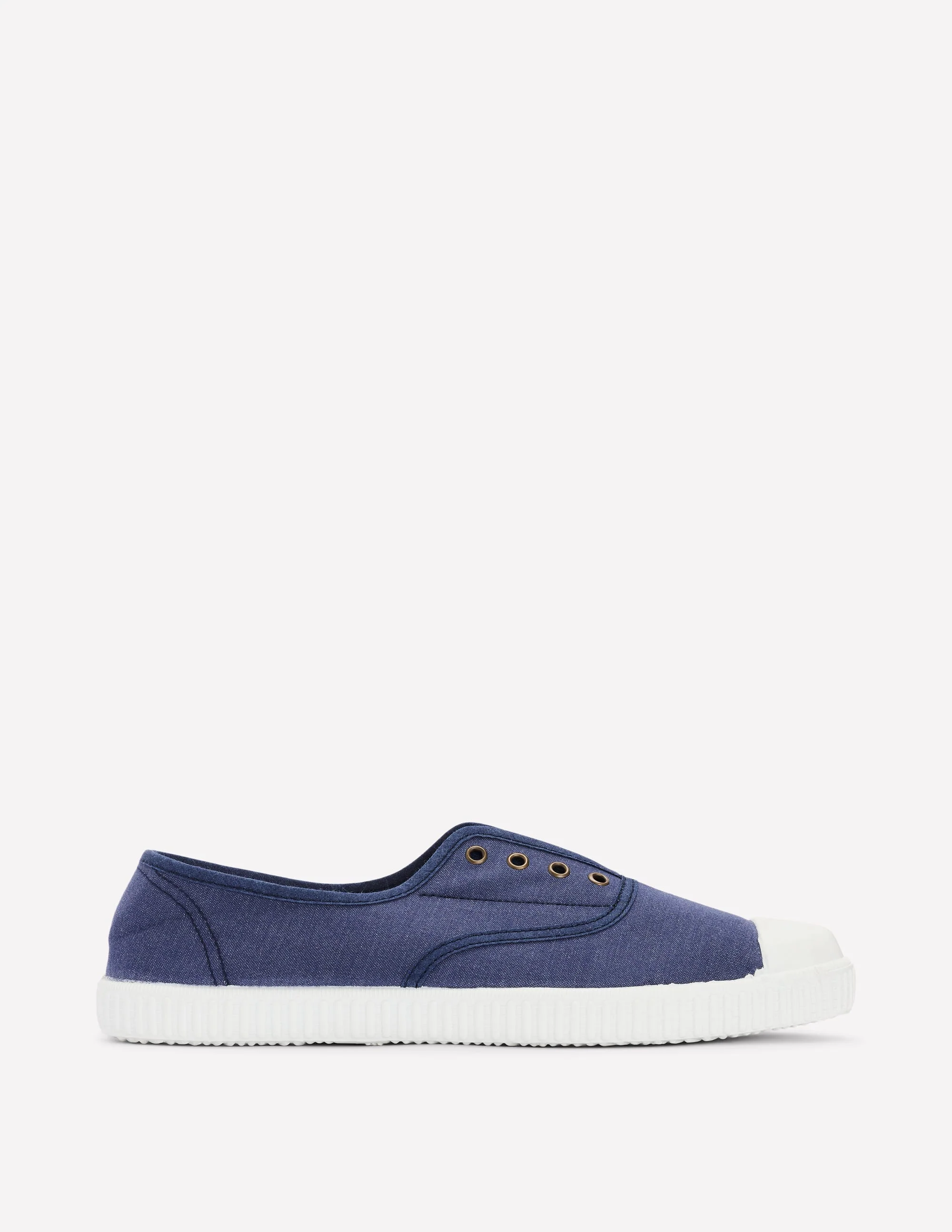 Laceless Canvas Plimsoll-Navy