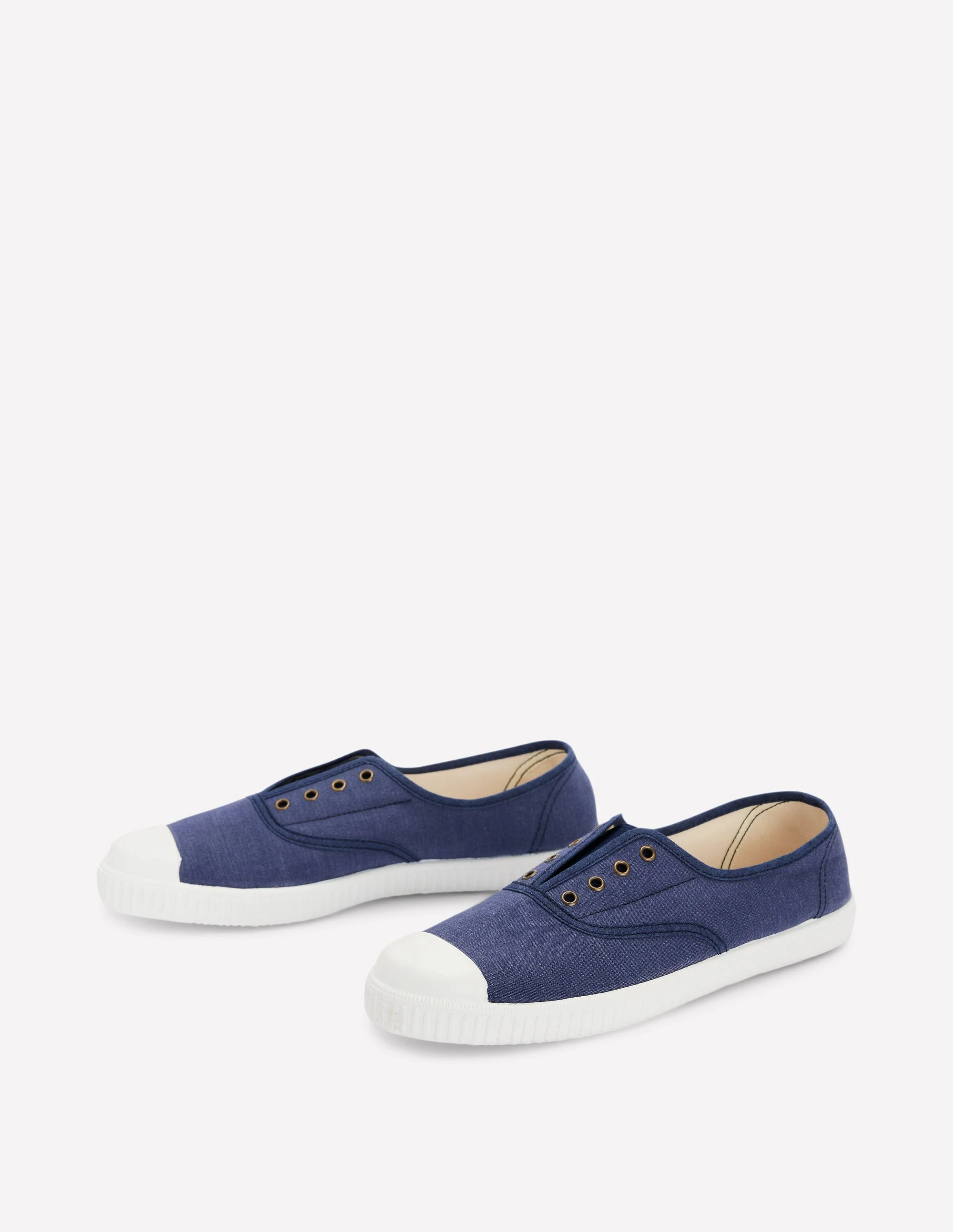Laceless Canvas Plimsoll-Navy - Image 3