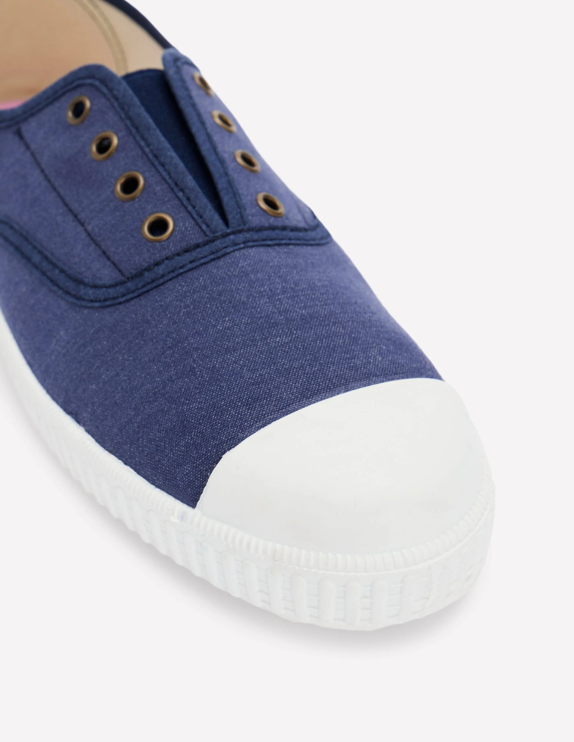 Laceless Canvas Plimsoll-Navy - Image 4
