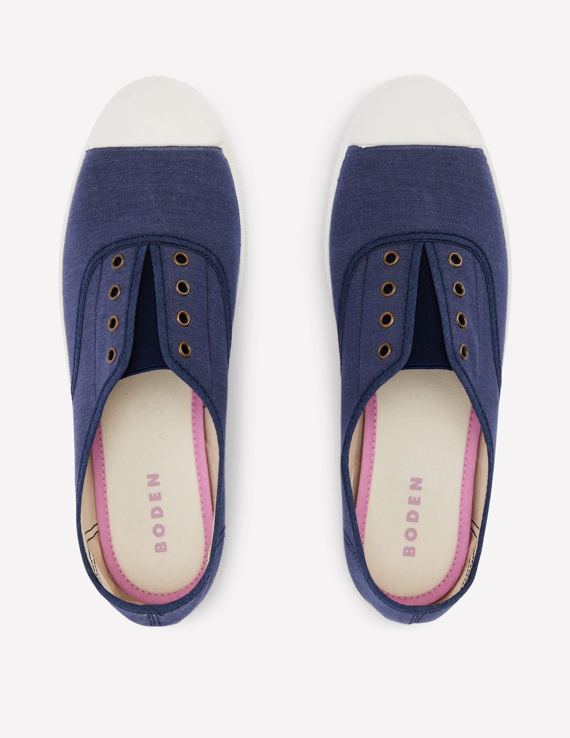 Laceless Canvas Plimsoll-Navy - Image 5