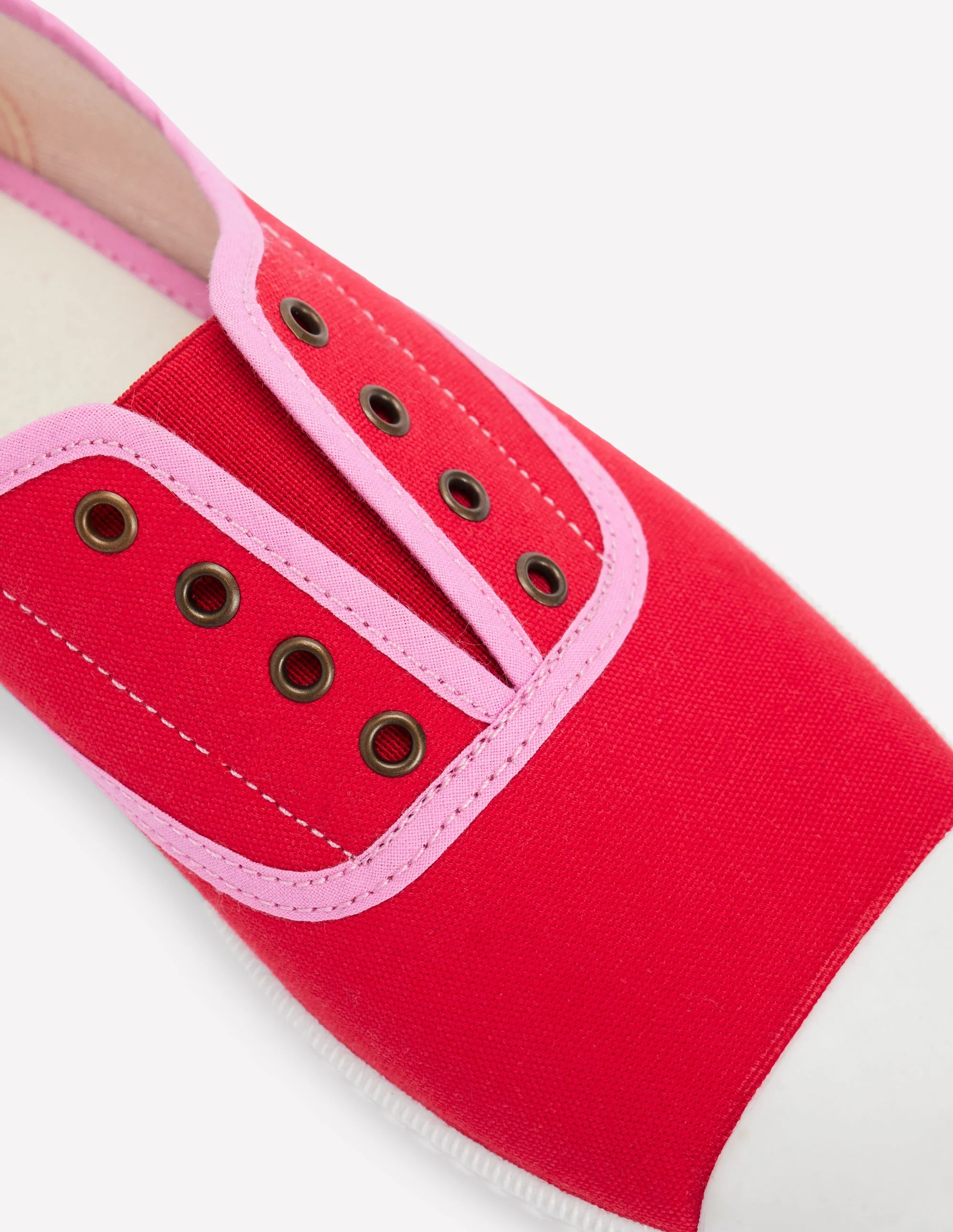 Laceless Canvas Plimsoll-Post Box Red/Soft Pink - Image 4