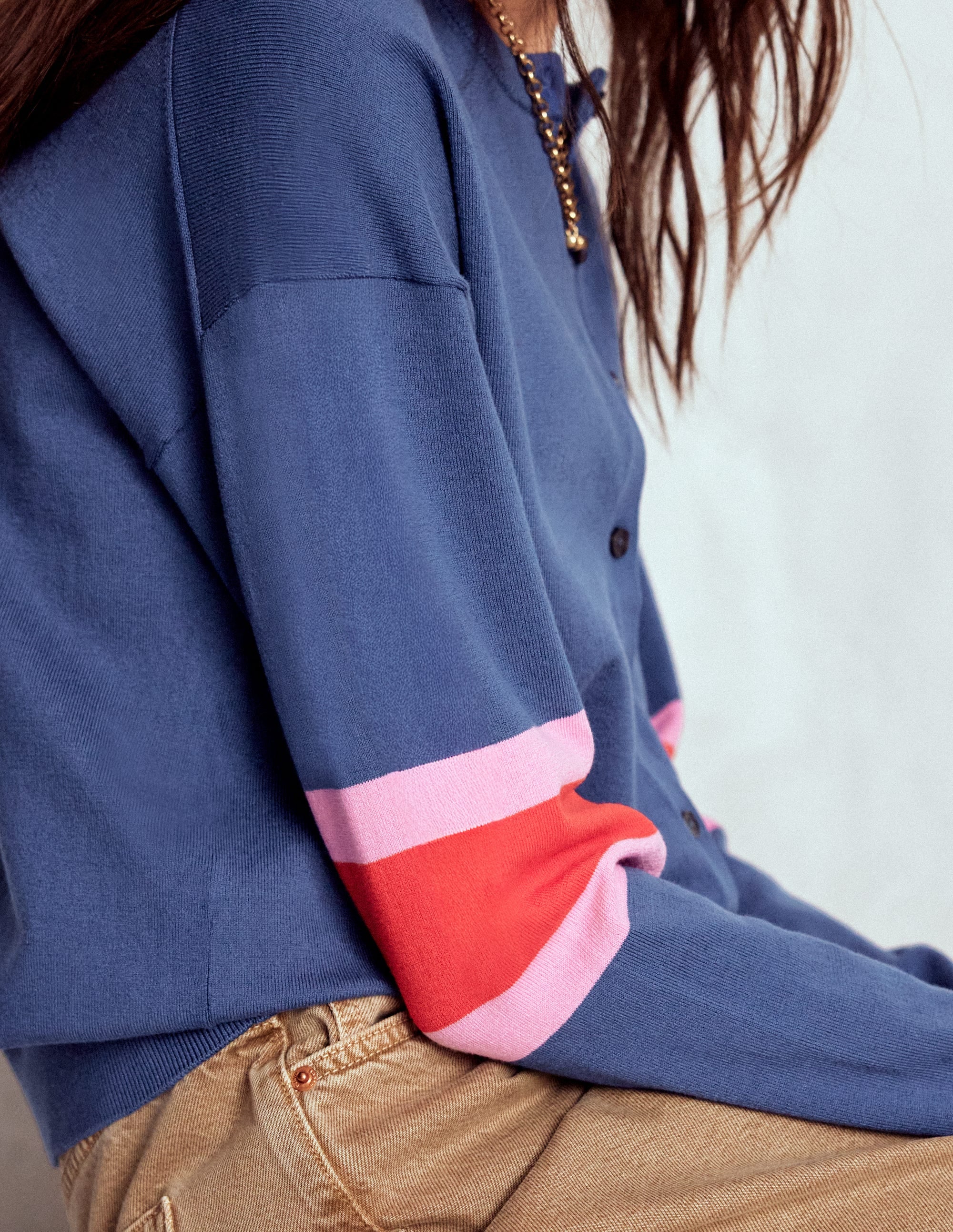 Lara Relaxed Cotton Cardigan-Denim Blue - Image 2