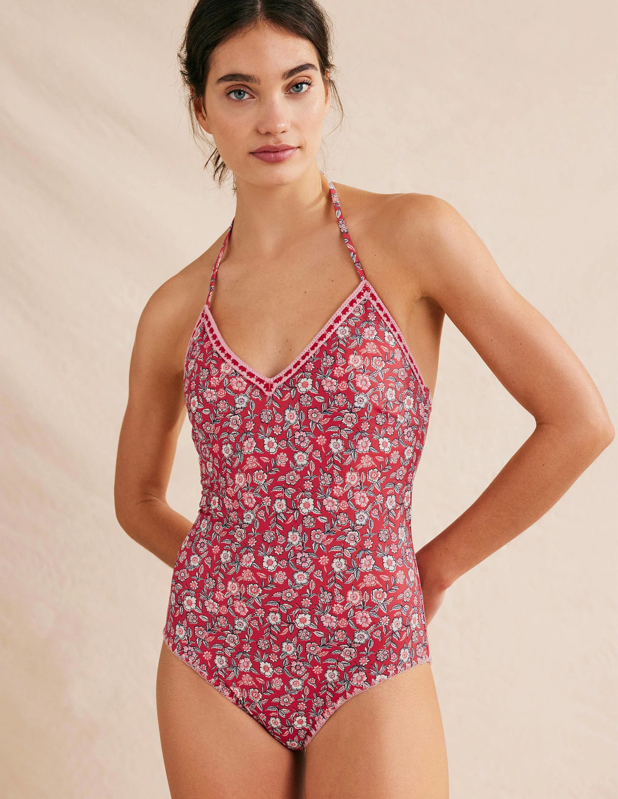 Layered Crochet Swimsuit-Poinsettia, Pansy Bloom - Image 4
