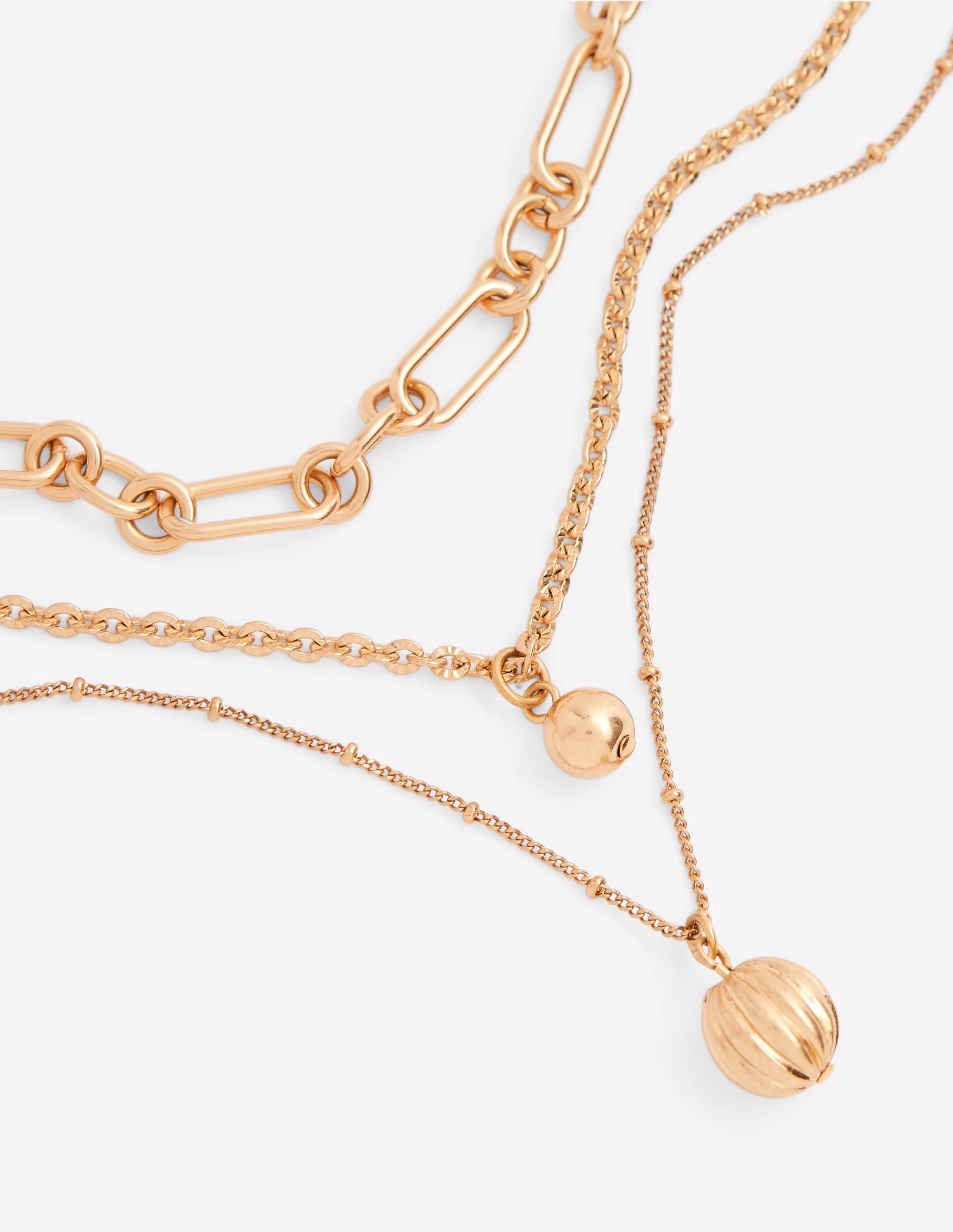 Layered Drop Chain Necklace-Gold - Image 3