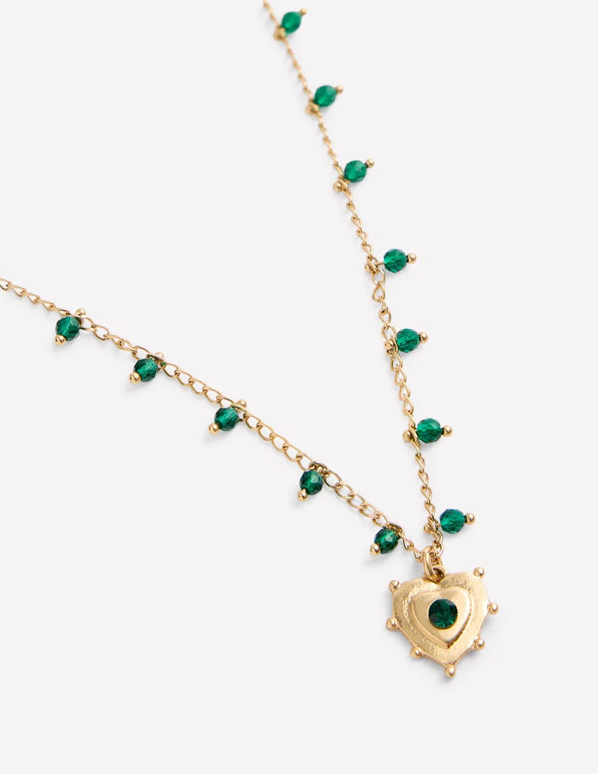 Layering Charm Necklace-Green Heart - Image 3