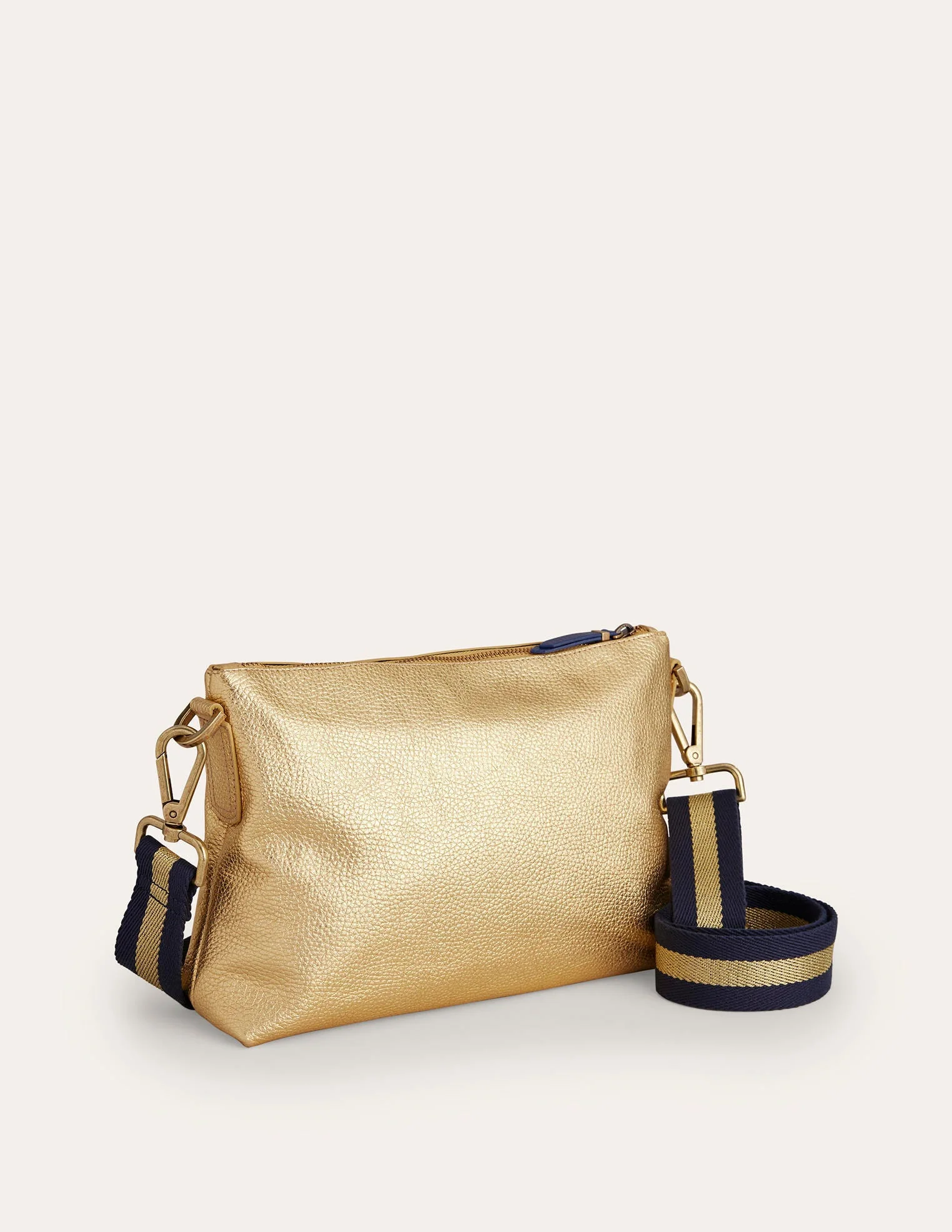 Leather Cross-body Bag-Gold Metallic - Image 3