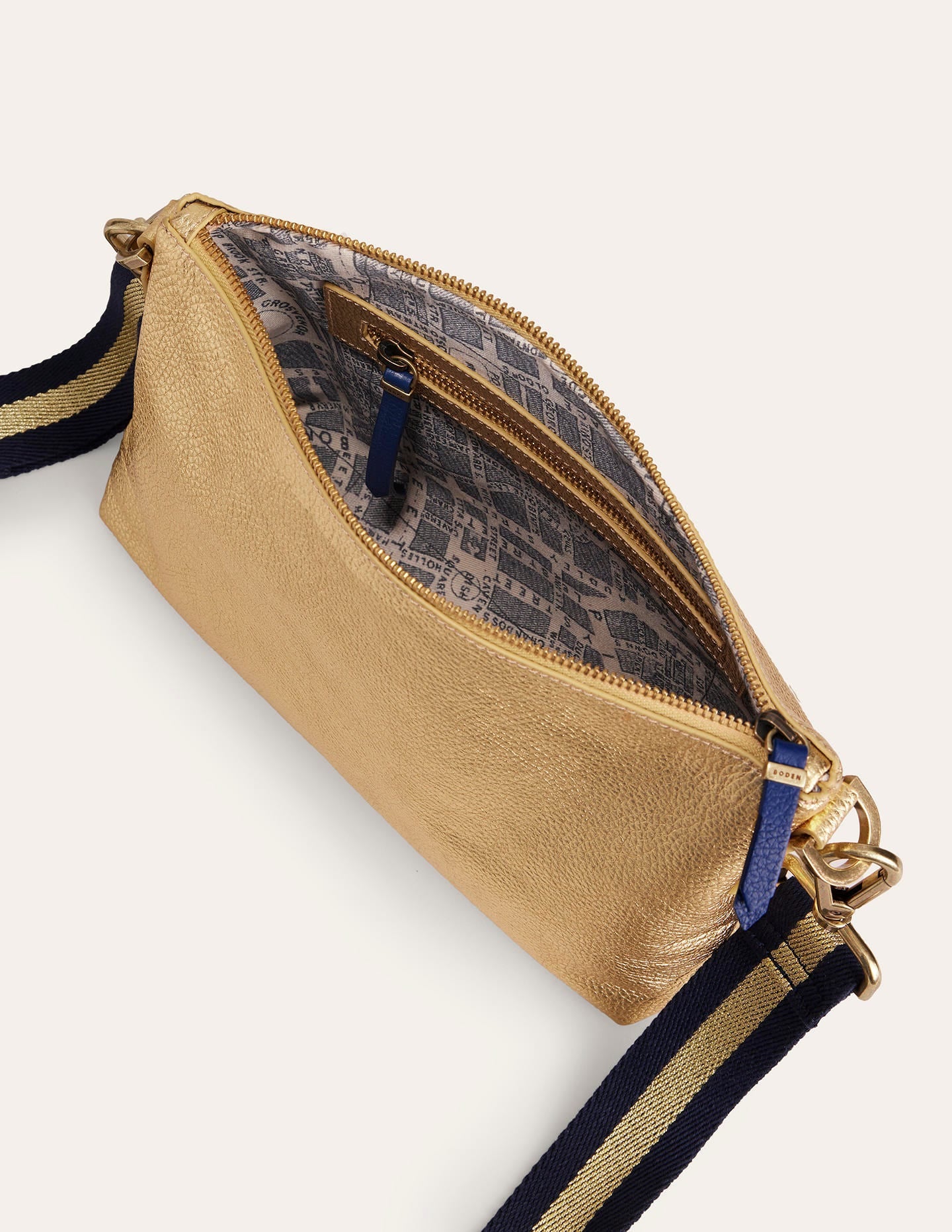 Leather Cross-body Bag-Gold Metallic - Image 4