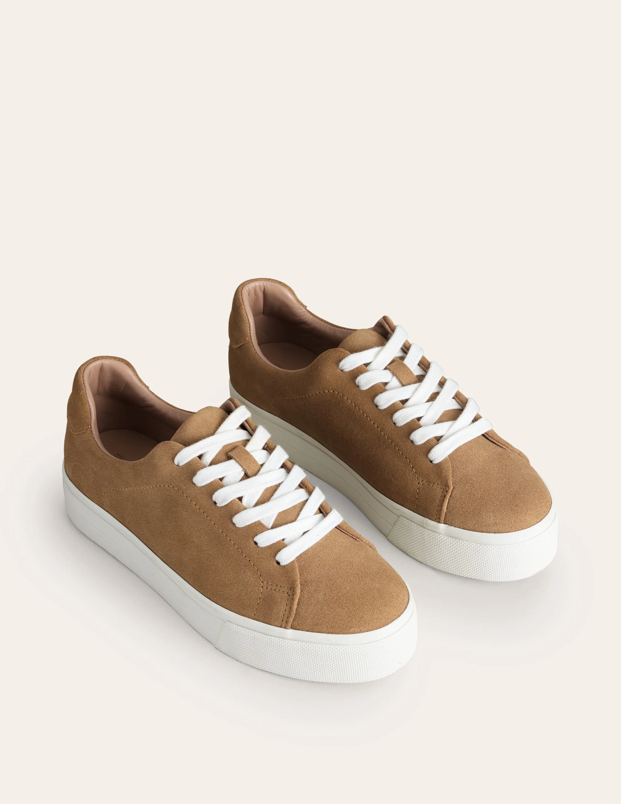 Leather Flatform Sneakers-Tan Suede - Image 3