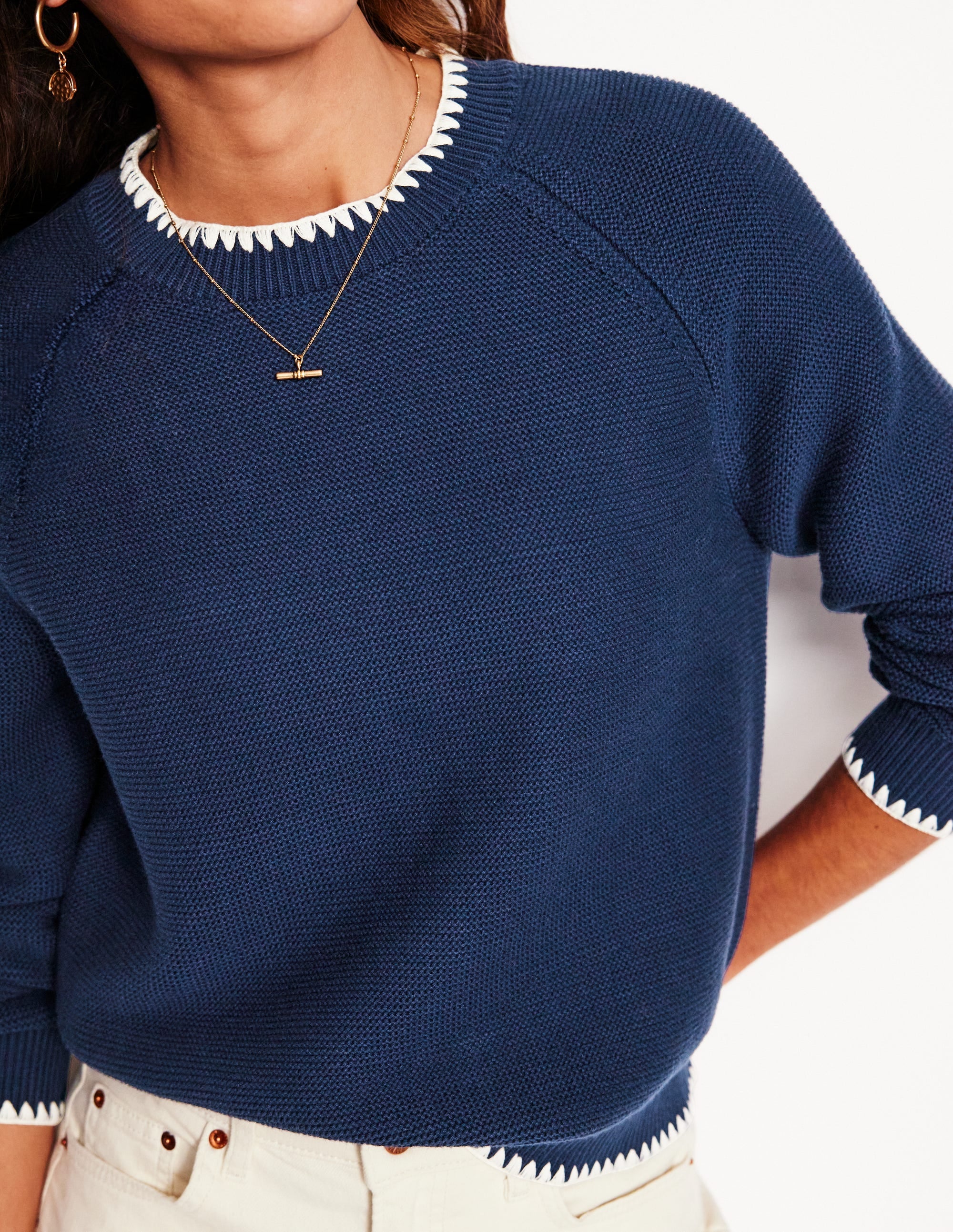Lena Stitch Detail Sweater-Navy - Image 2