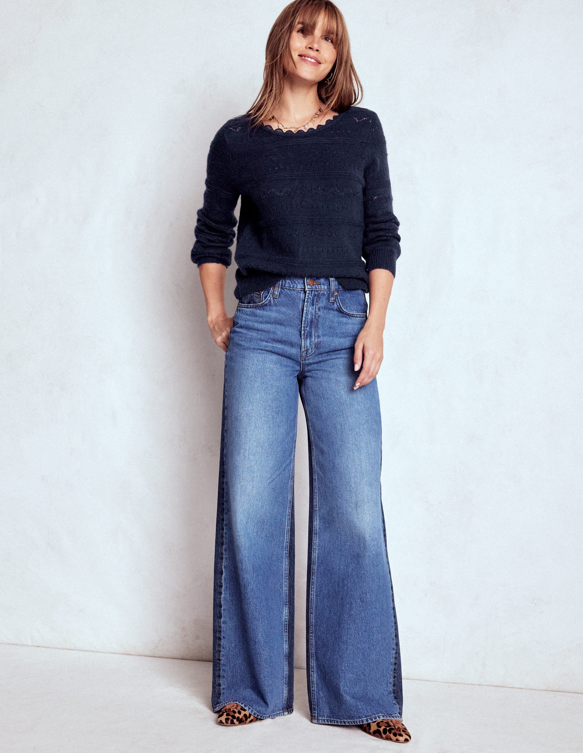 Leticia Lace Trim Sweater-Navy - Image 5
