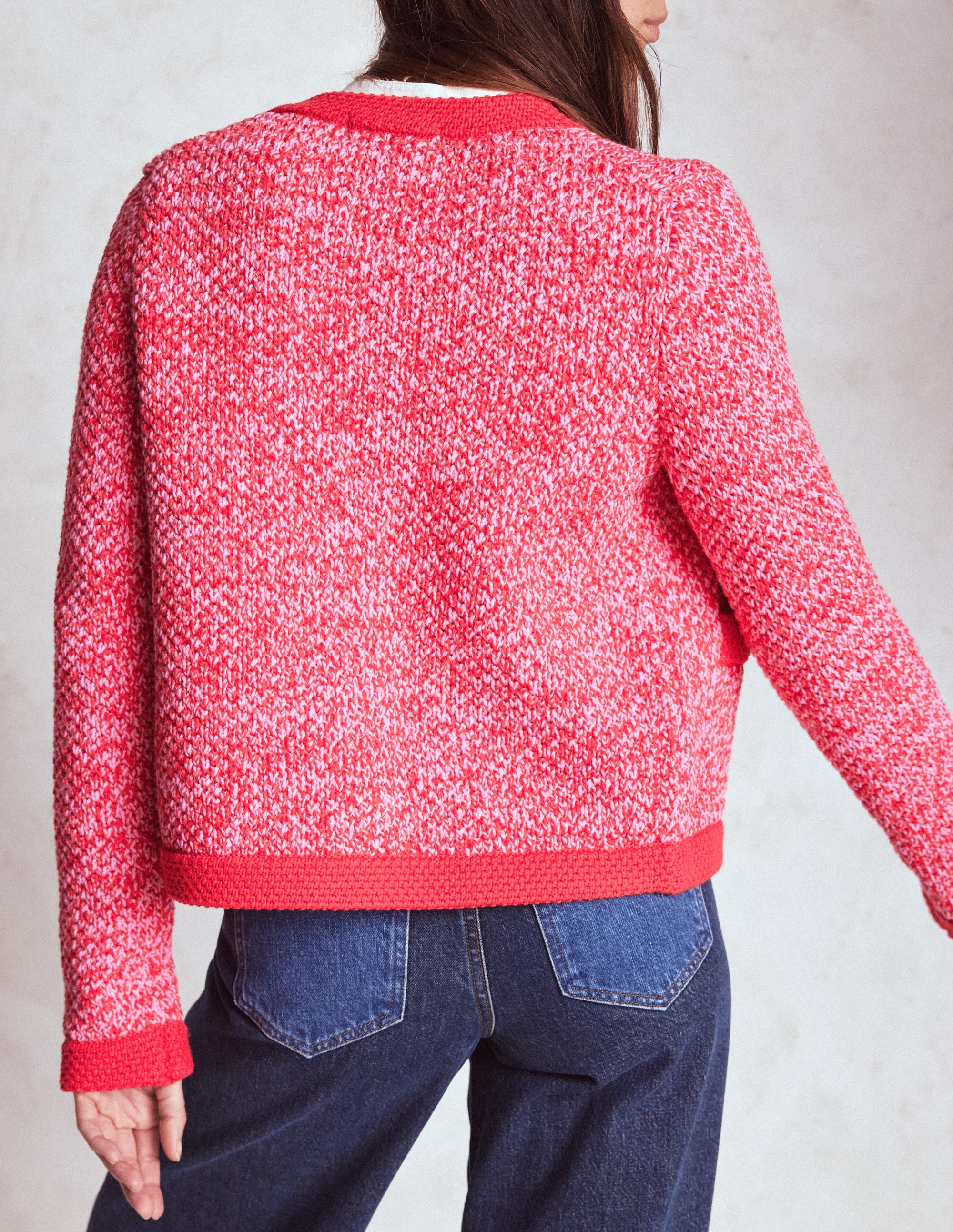 Libby Knitted Jacket-Pink Ribbon/ Poppy Red - Image 3