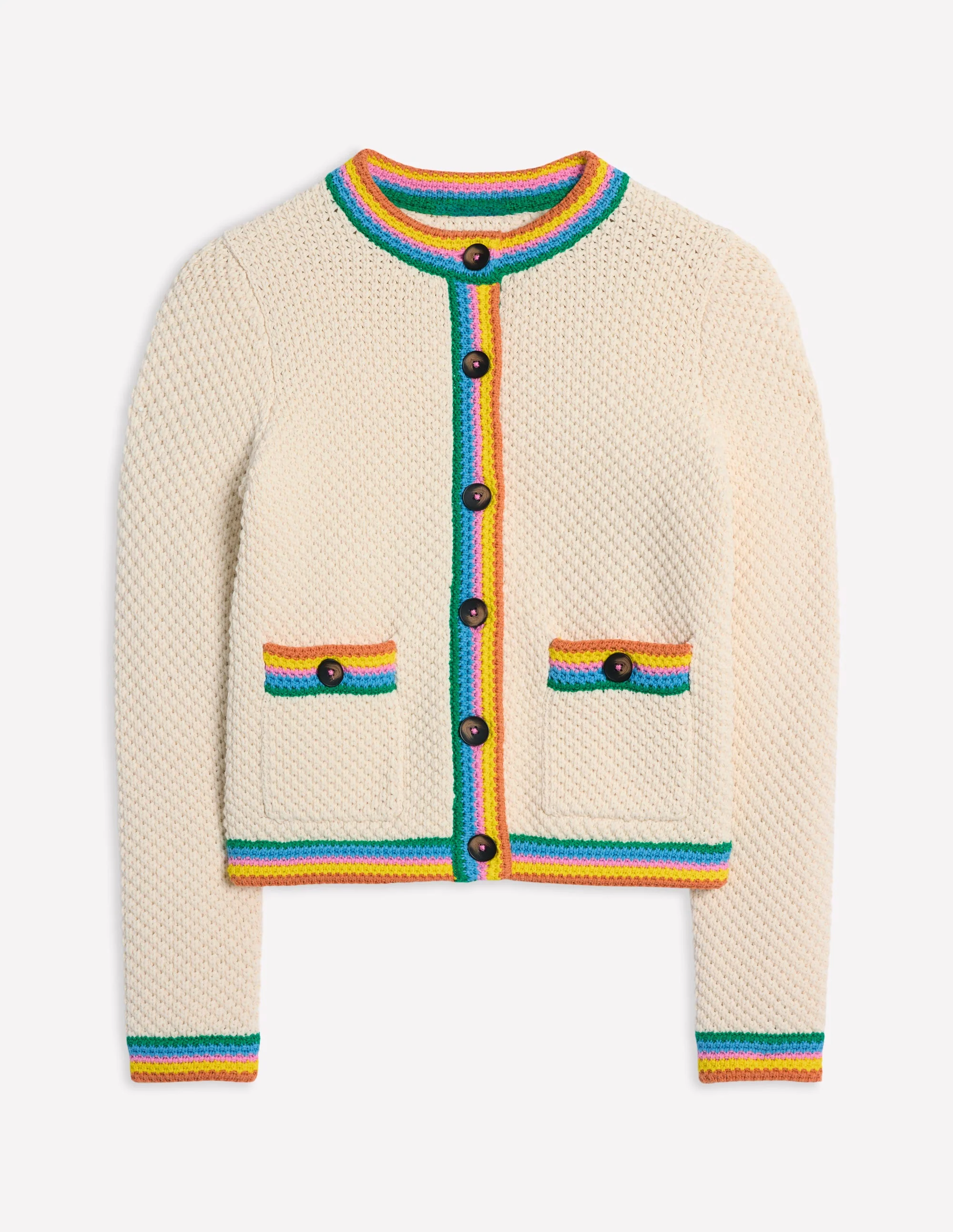 Libby Knitted Jacket-Warm Ivory, Rainbow - Image 10