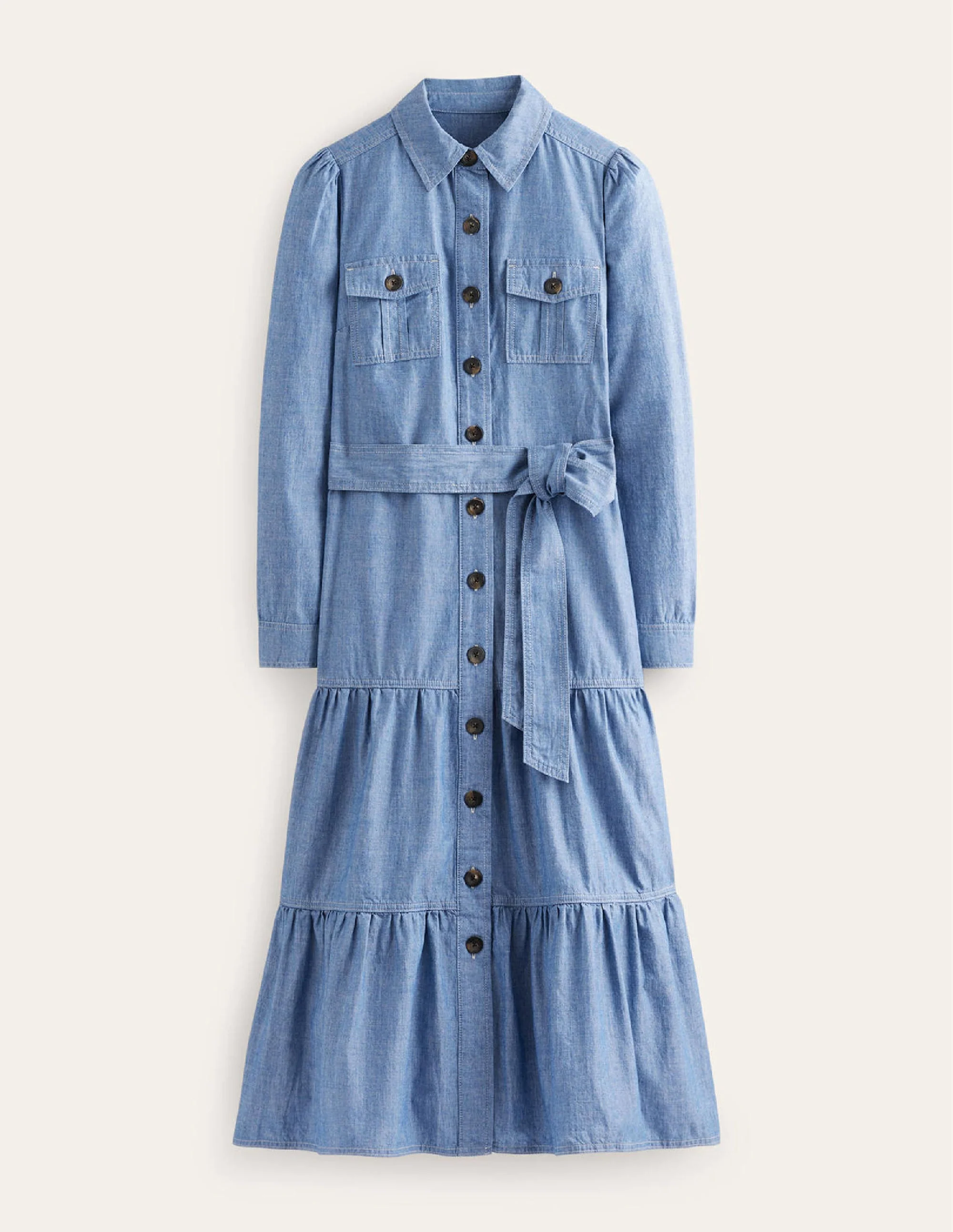 Lily Chambray Midi Shirt Dress-Chambray - Image 5