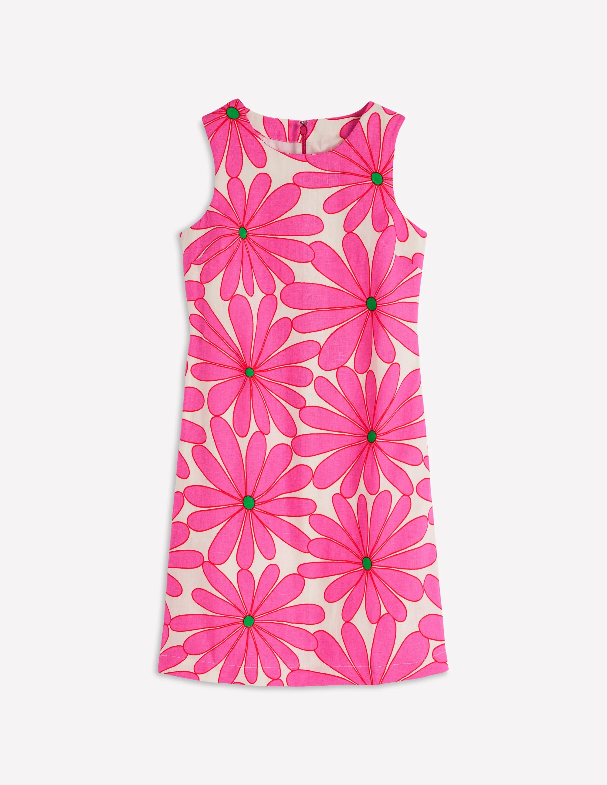 Linen Shift Dress-Pink, Daisy Blossom - Image 7