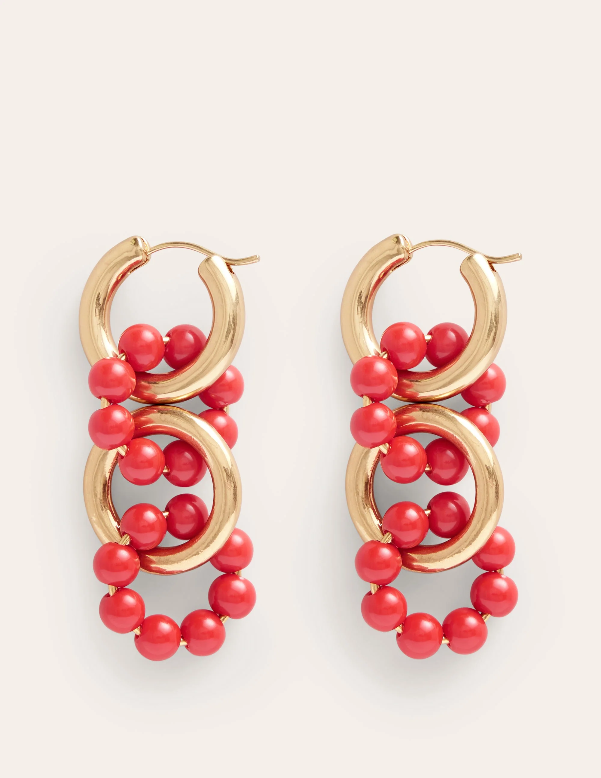 Link Bead Earrings-Coral - Image 2