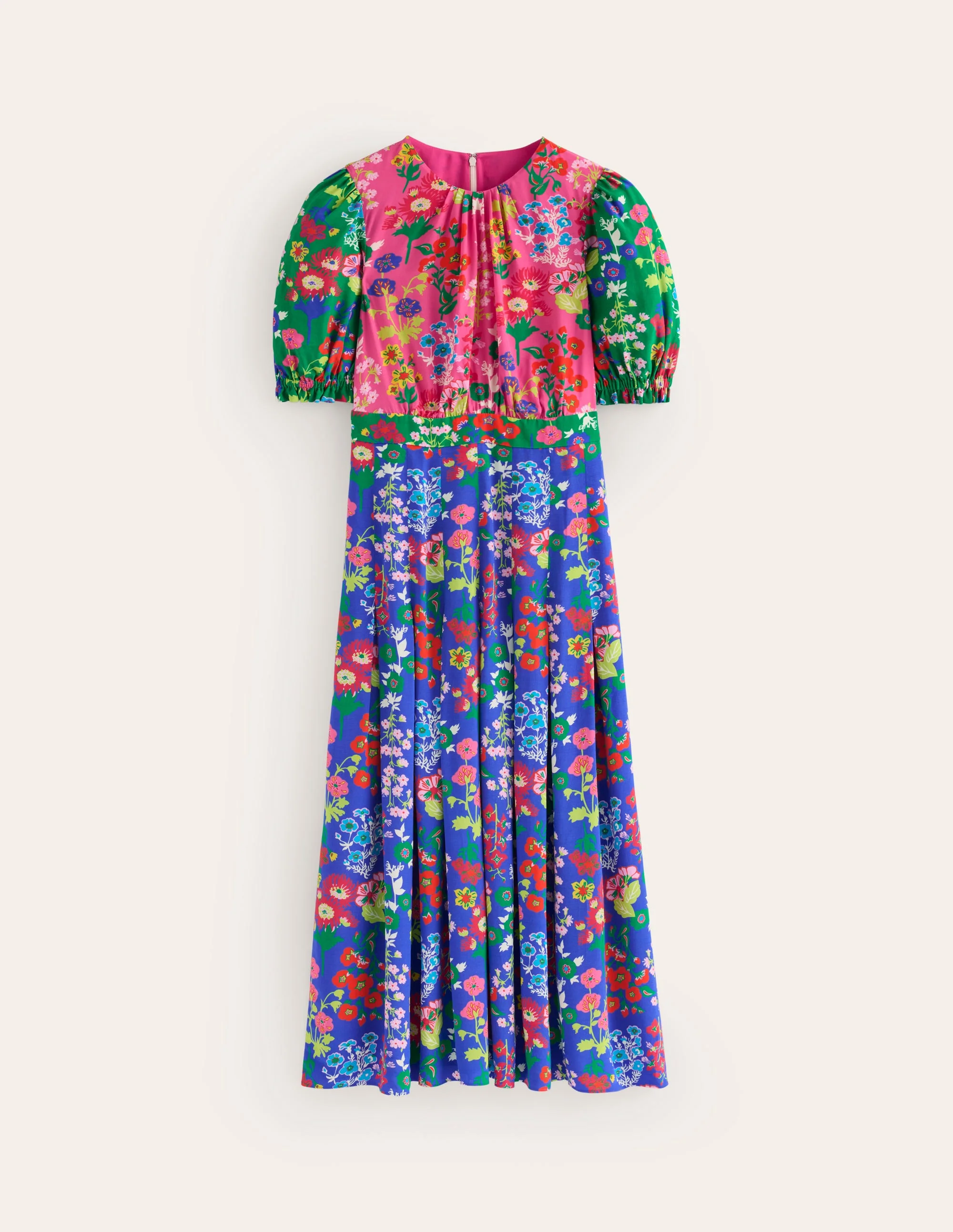 Liv Pleat Detail Midi Dress-Multi, Wildflower Cluster - Image 7