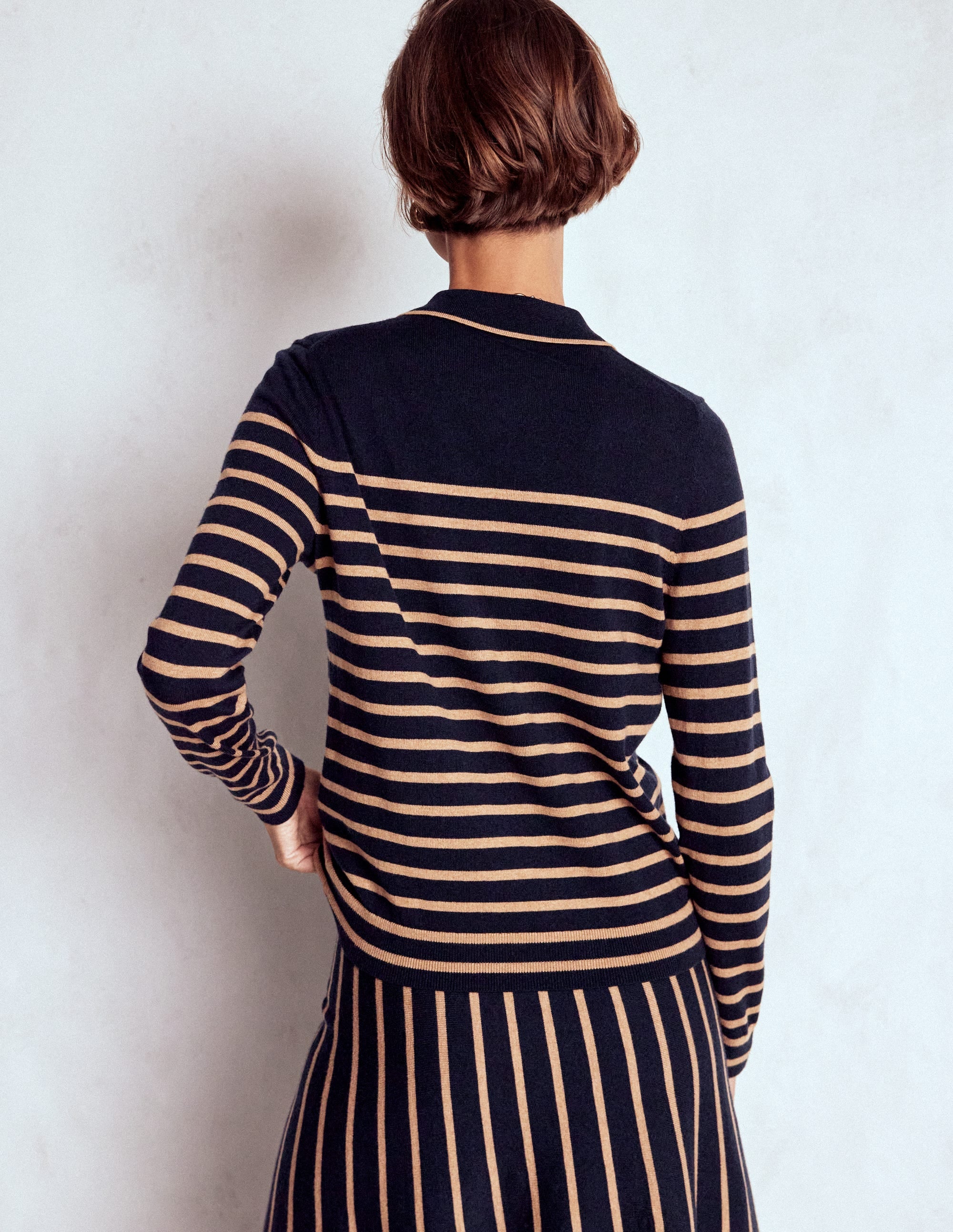 Liz Henley Jumper-Navy / Camel - Image 3