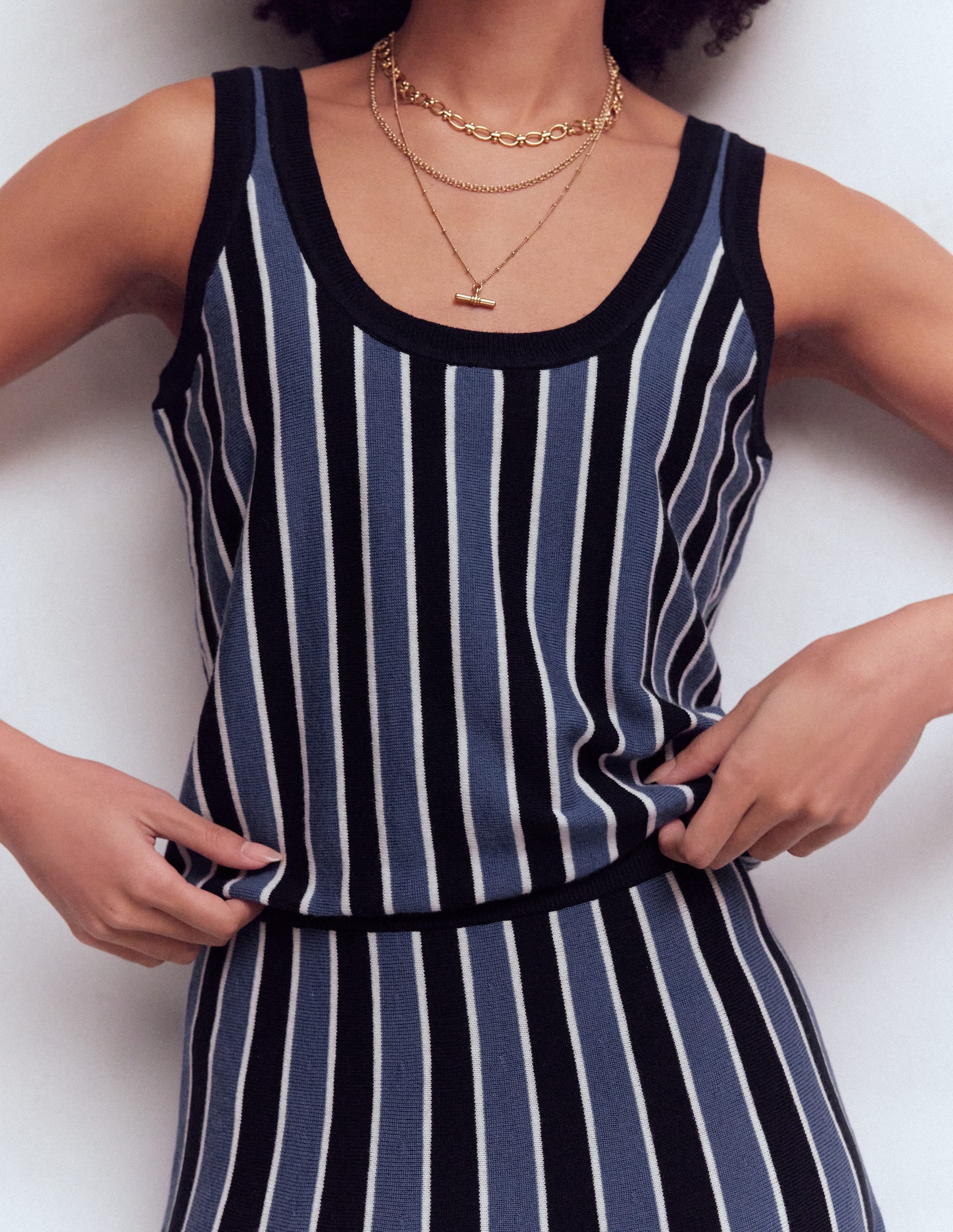 Liz Knitted Tank-True Navy Stripe - Image 2