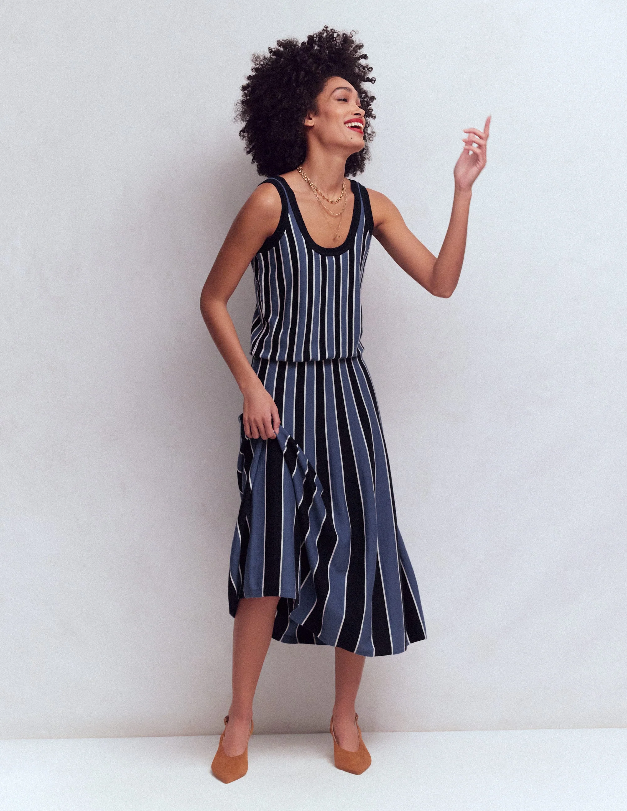 Liz Knitted Tank-True Navy Stripe - Image 4