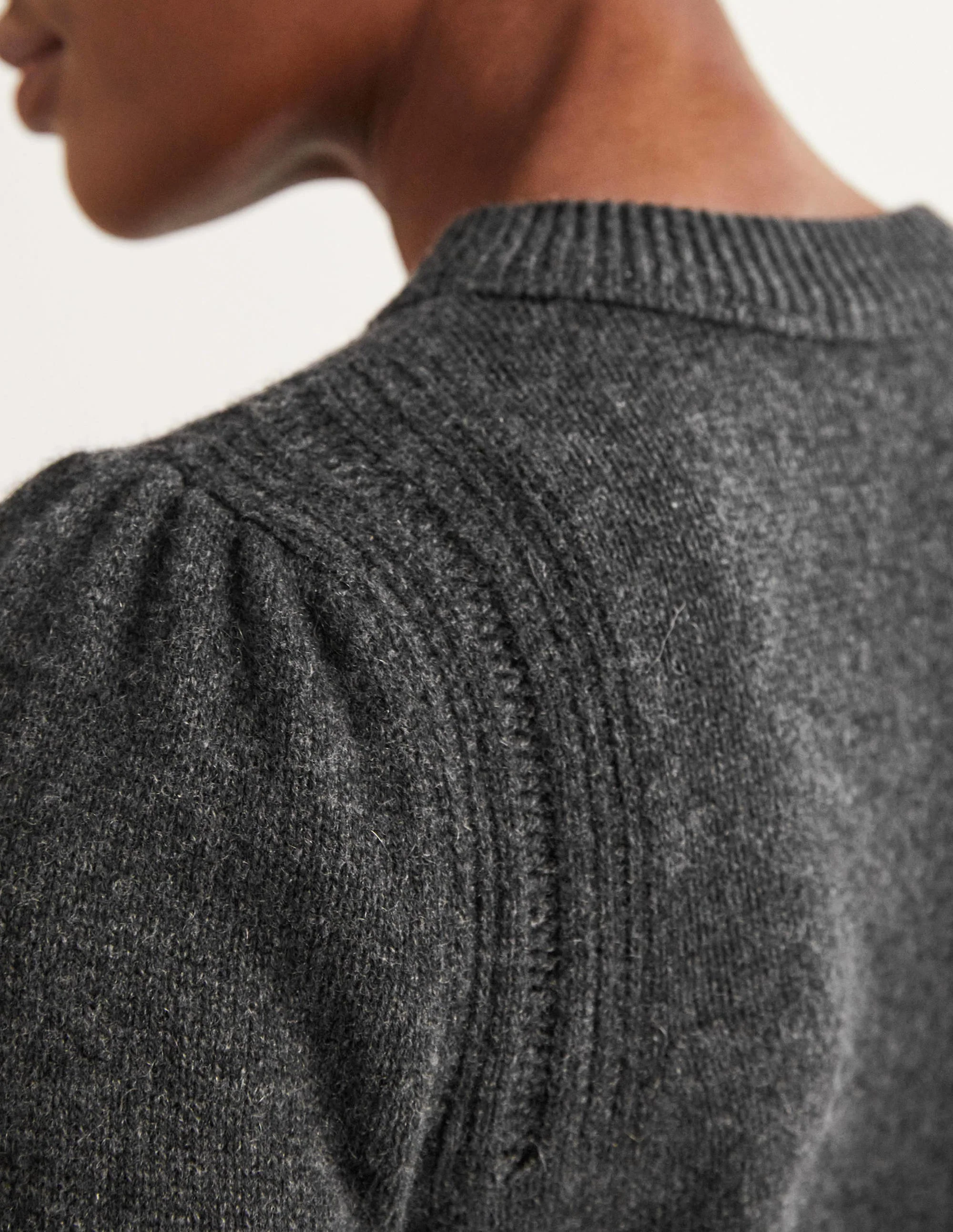 Lofty Cashmere Sweater-Charcoal Melange - Image 2