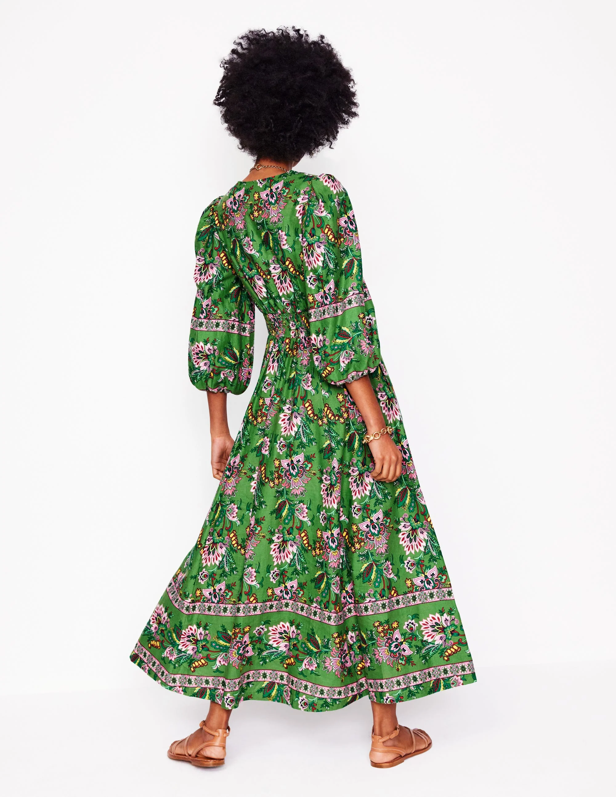 Lola Blouson Maxi Dress-Green, Botanica Terrace - Image 4