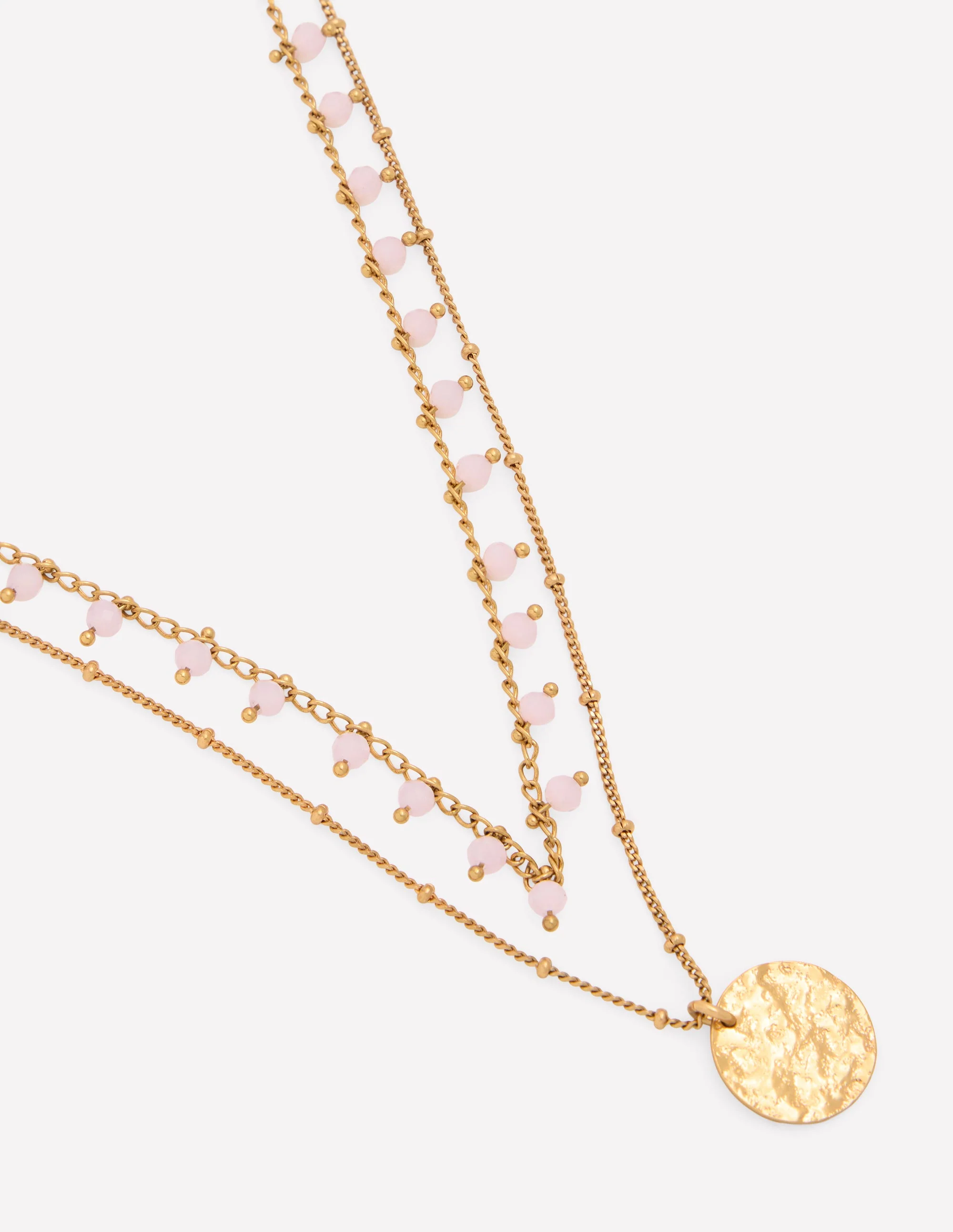Long Line Layer Necklace-Pink - Image 3