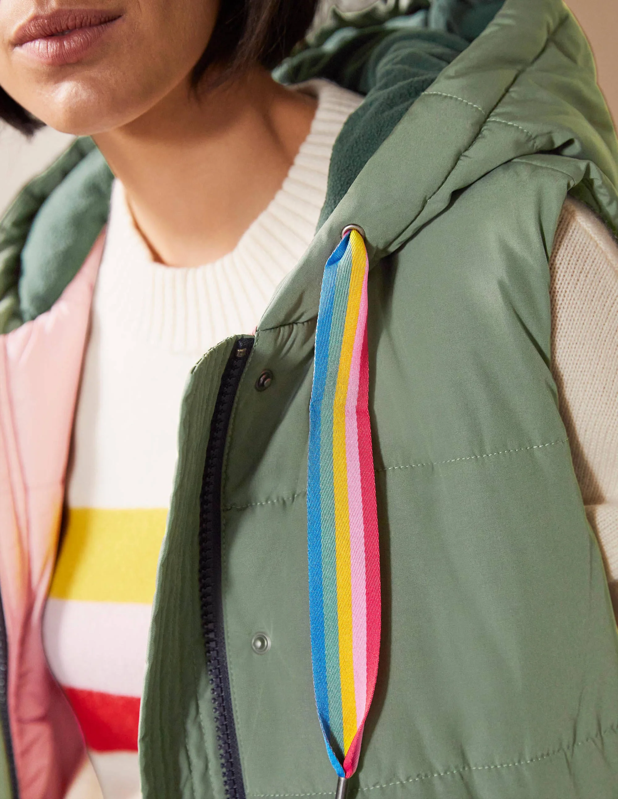 Long Puffer Vest-Alder/Milkshake - Image 2