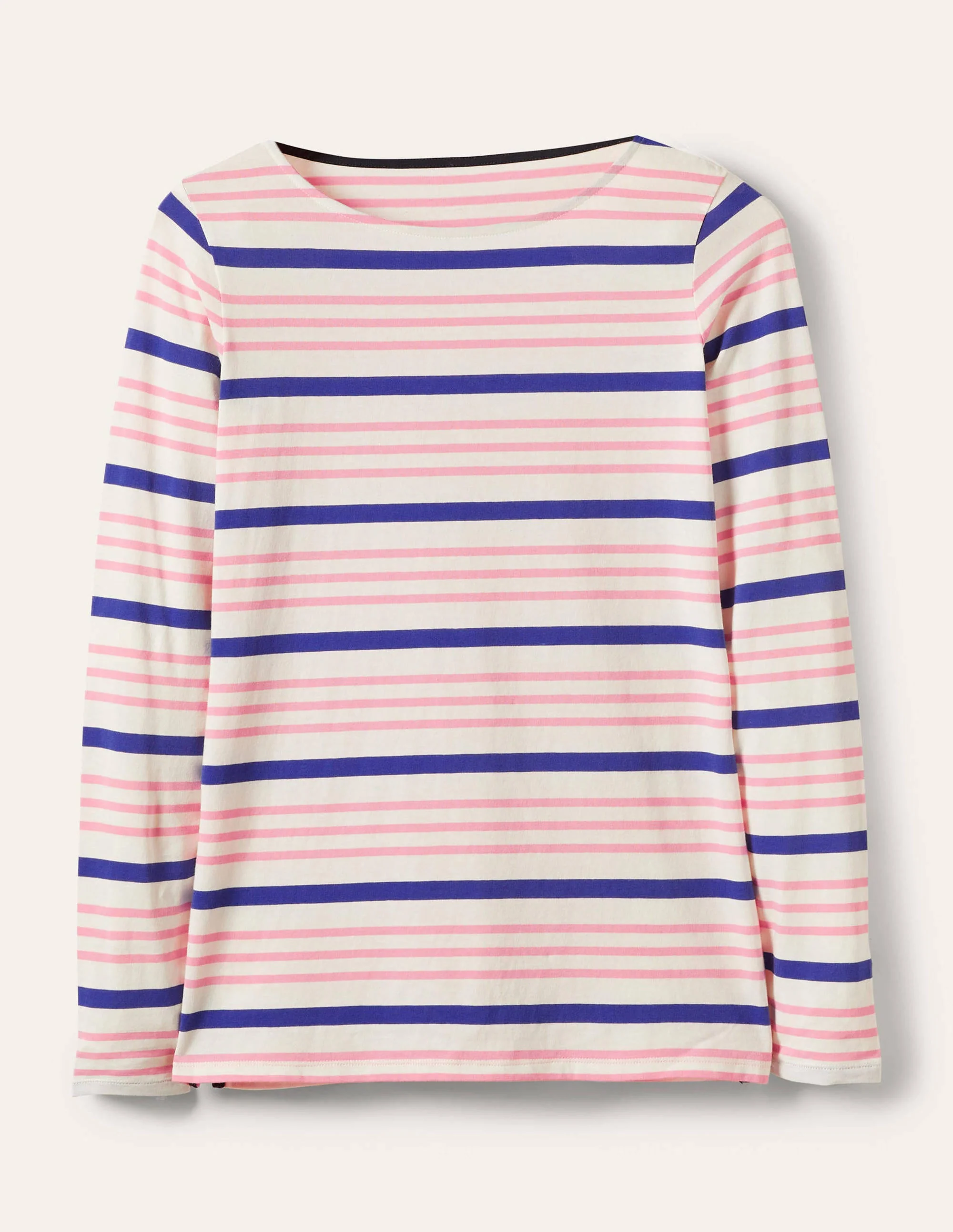Long Sleeve Breton Top-Formica Pink / Blue Stripe - Image 5