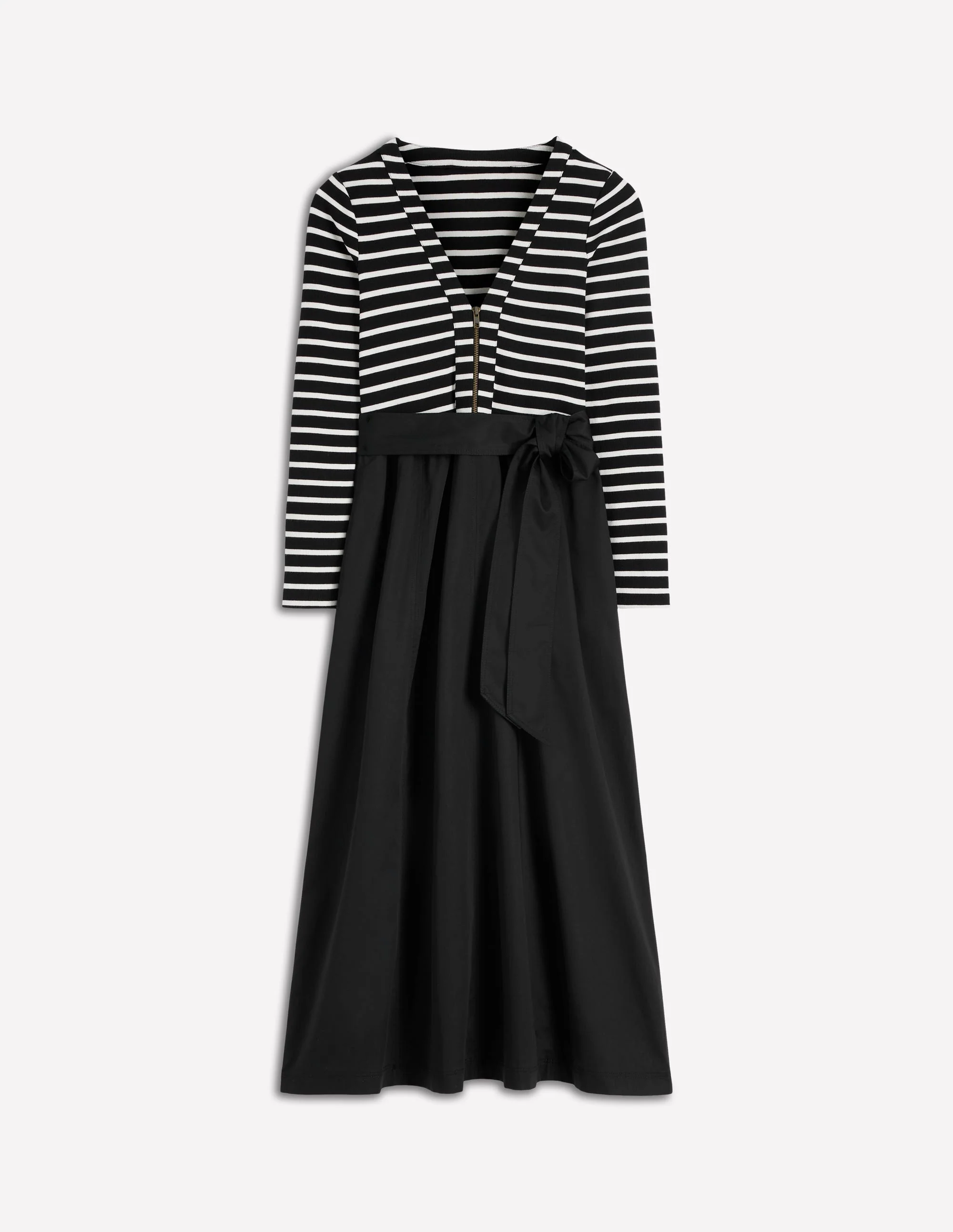 Long Sleeve Mix Media Dress-Black Stripe - Image 5