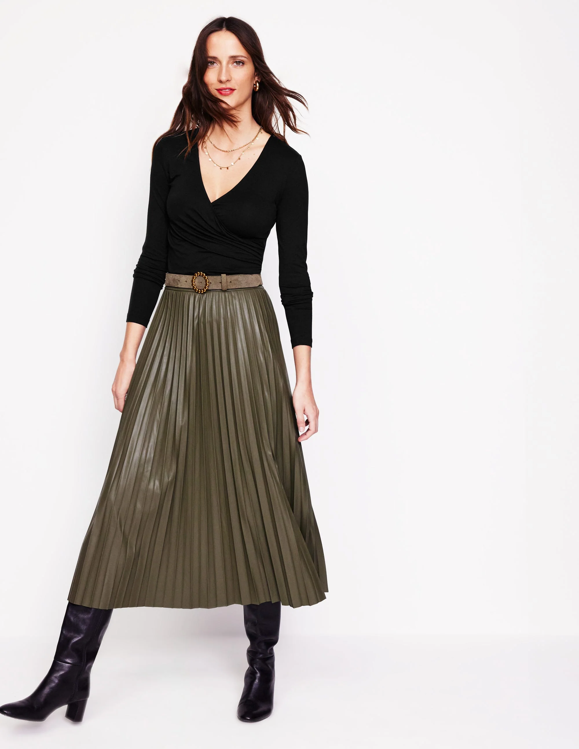 Long Sleeve Wrap Top-Black - Image 4