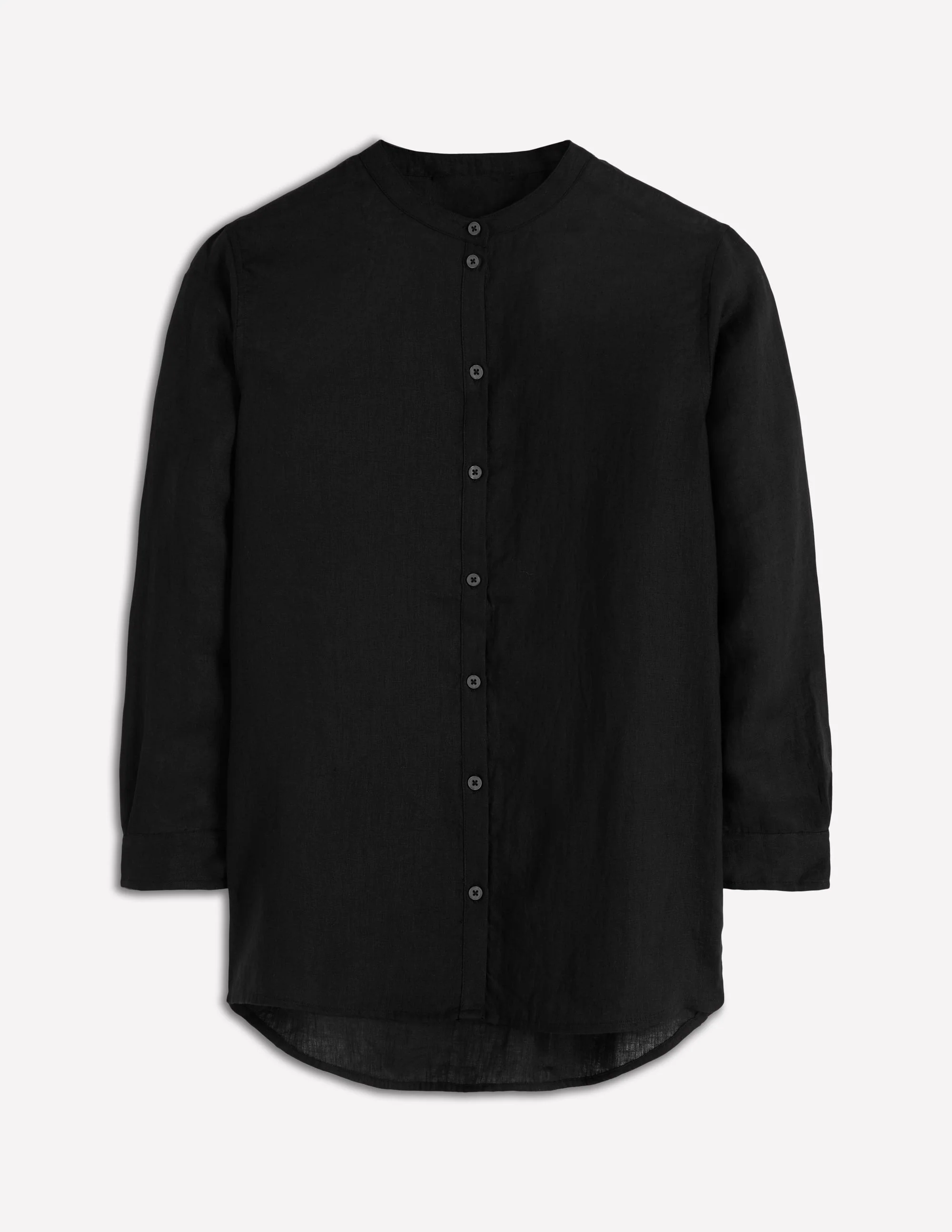 Longline Linen Shirt-Black - Image 6
