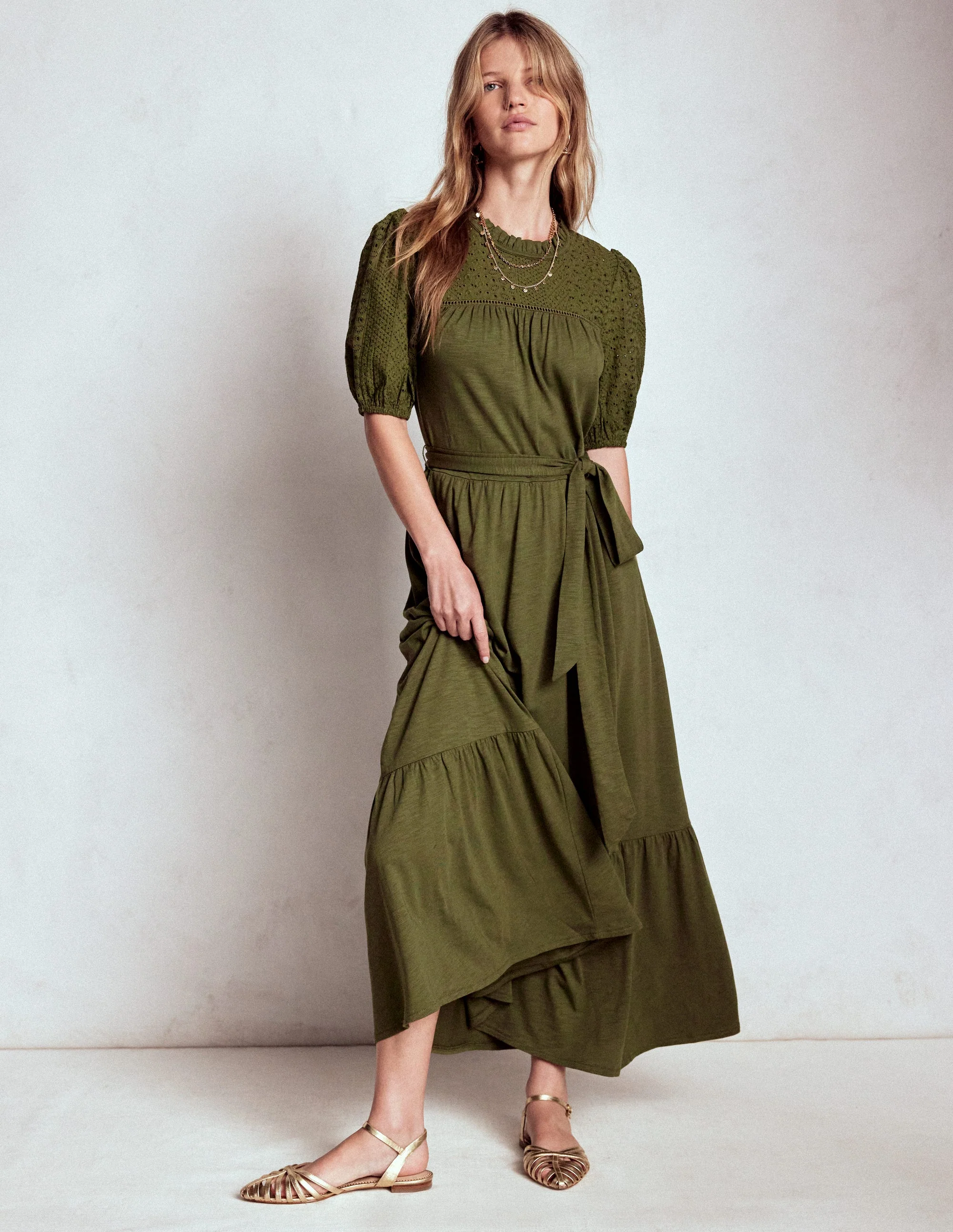 Lorelei Broderie Jersey Dress-Woodland Green - Image 4