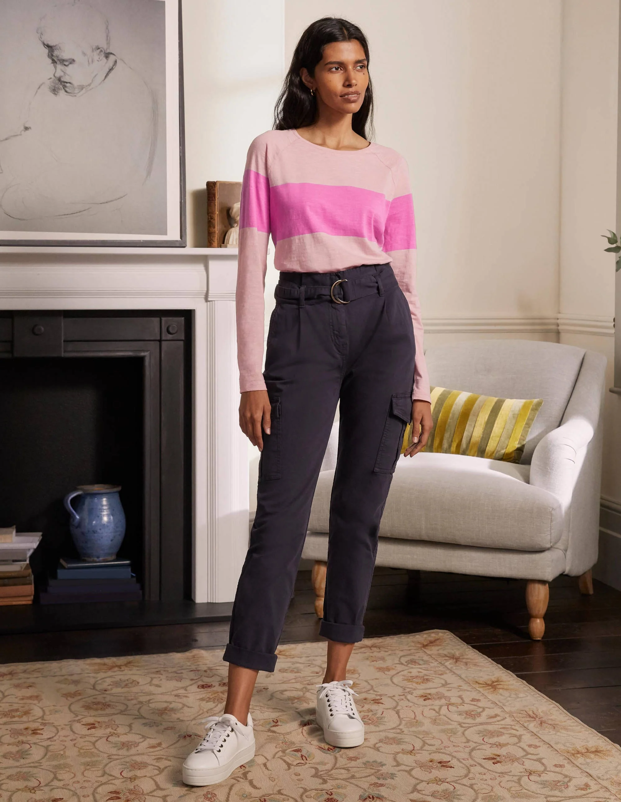 Lorna Baseball Top-Milkshake, Pink Stripe - Image 4