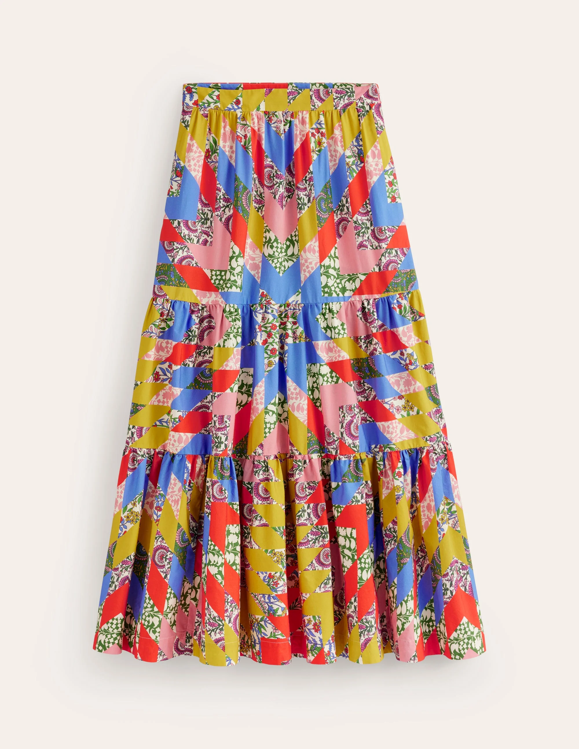 Lorna Tiered Maxi Skirt-Multi, Patchwork Floral - Image 7
