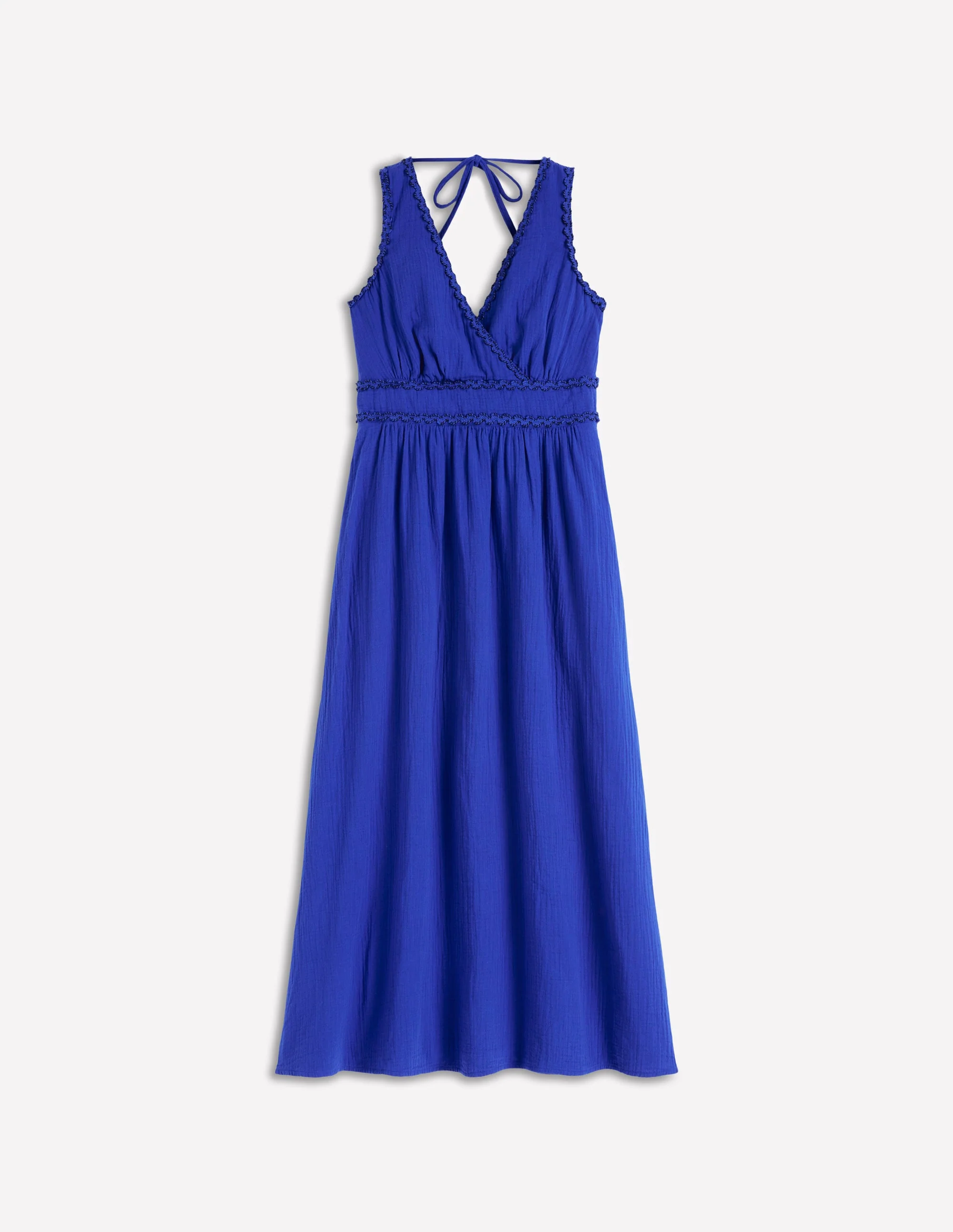 Lorna Trim Double Cloth Dress-Bright Blue - Image 7