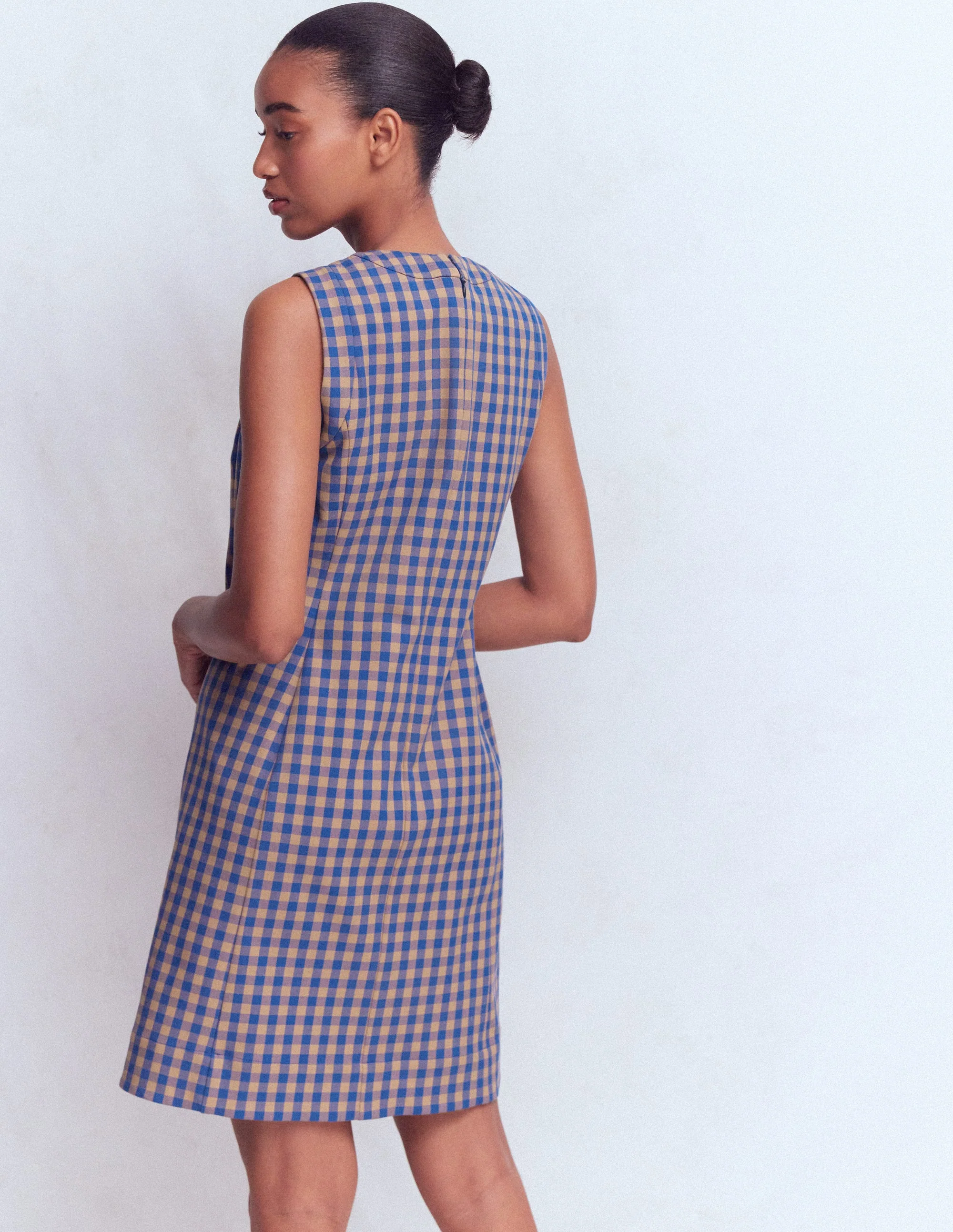 Lou Check Shift Dress-Camel, Blue Gingham - Image 3